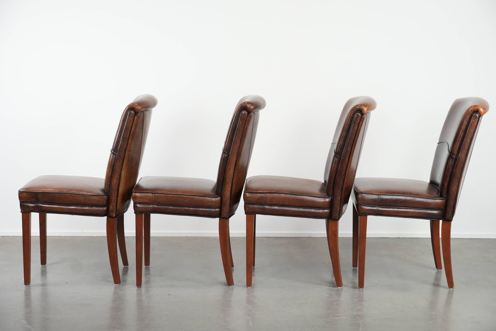 Comfortable Set Of 4 Beautiful Sheepskin Dining Chairs With Character And Beautiful Warm Colors photo 1883.0