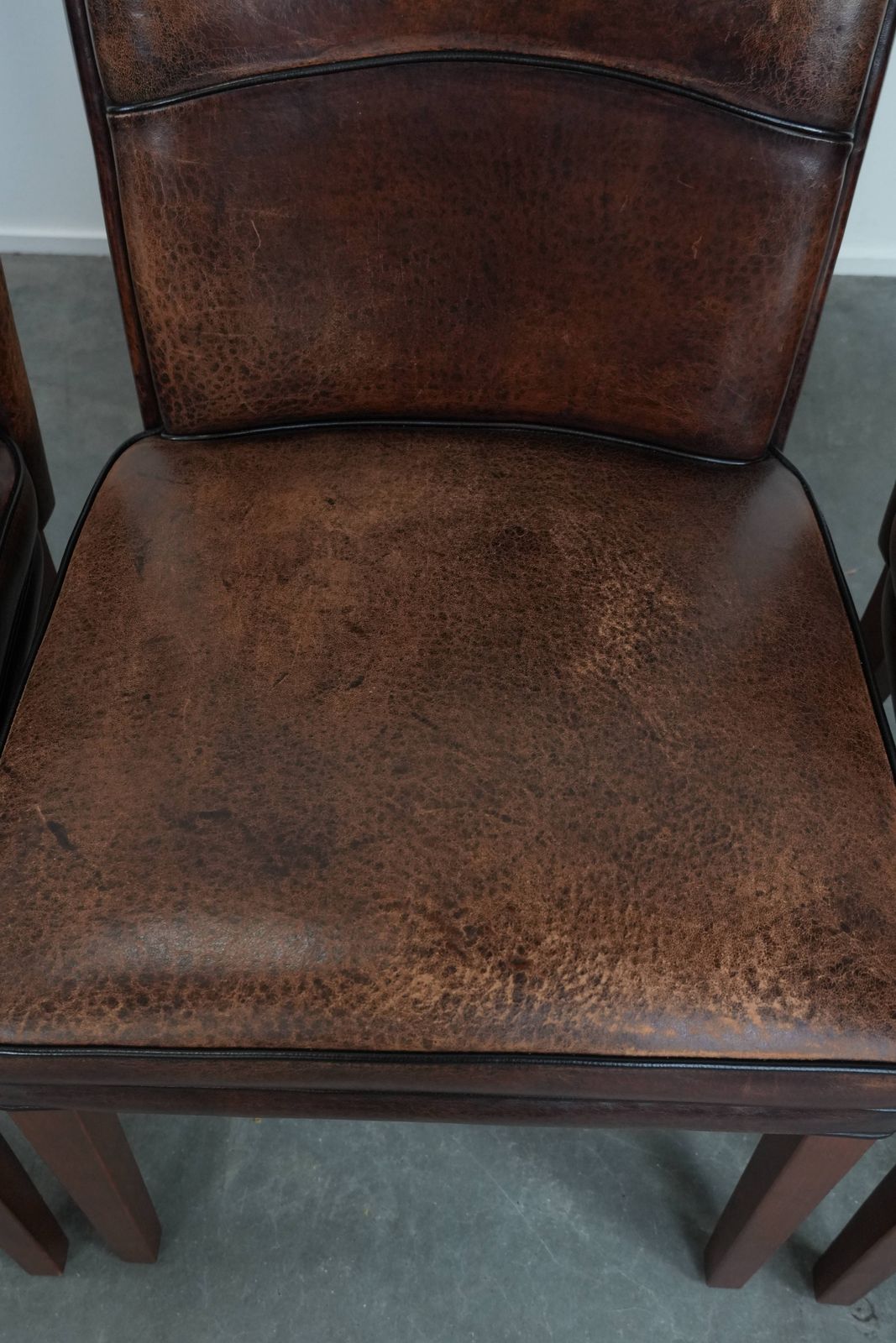 Comfortable Set Of 4 Beautiful Sheepskin Dining Chairs With Character And Beautiful Warm Colors photo vintage