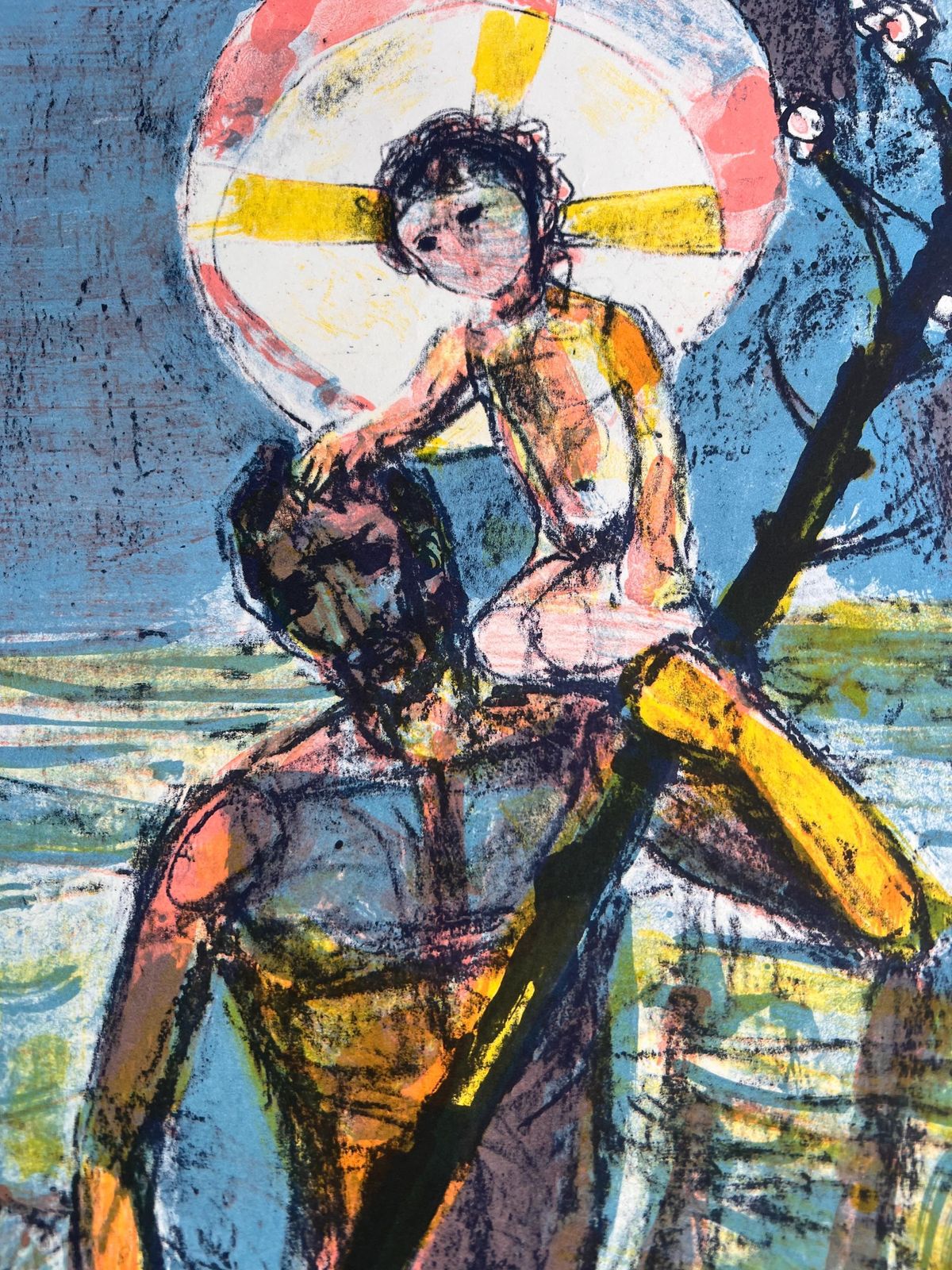 Hans Stocker "Saint Christopher" Original 1965 Lithograph – Signed & Numbered Swiss Modernist Art