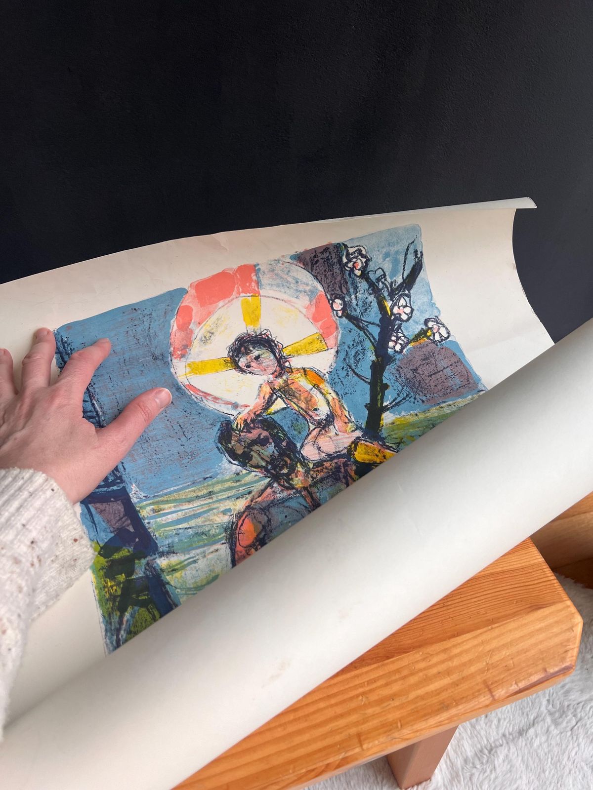 Hans Stocker "Saint Christopher" Original 1965 Lithograph – Signed & Numbered Swiss Modernist Art photo buy