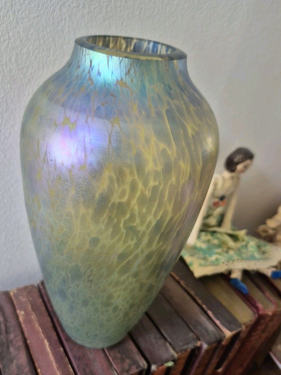590.0 Very Rare Loetz Papillon Iridescent Glass Vase Art Nouveau Bohemian 20cm Tall photo