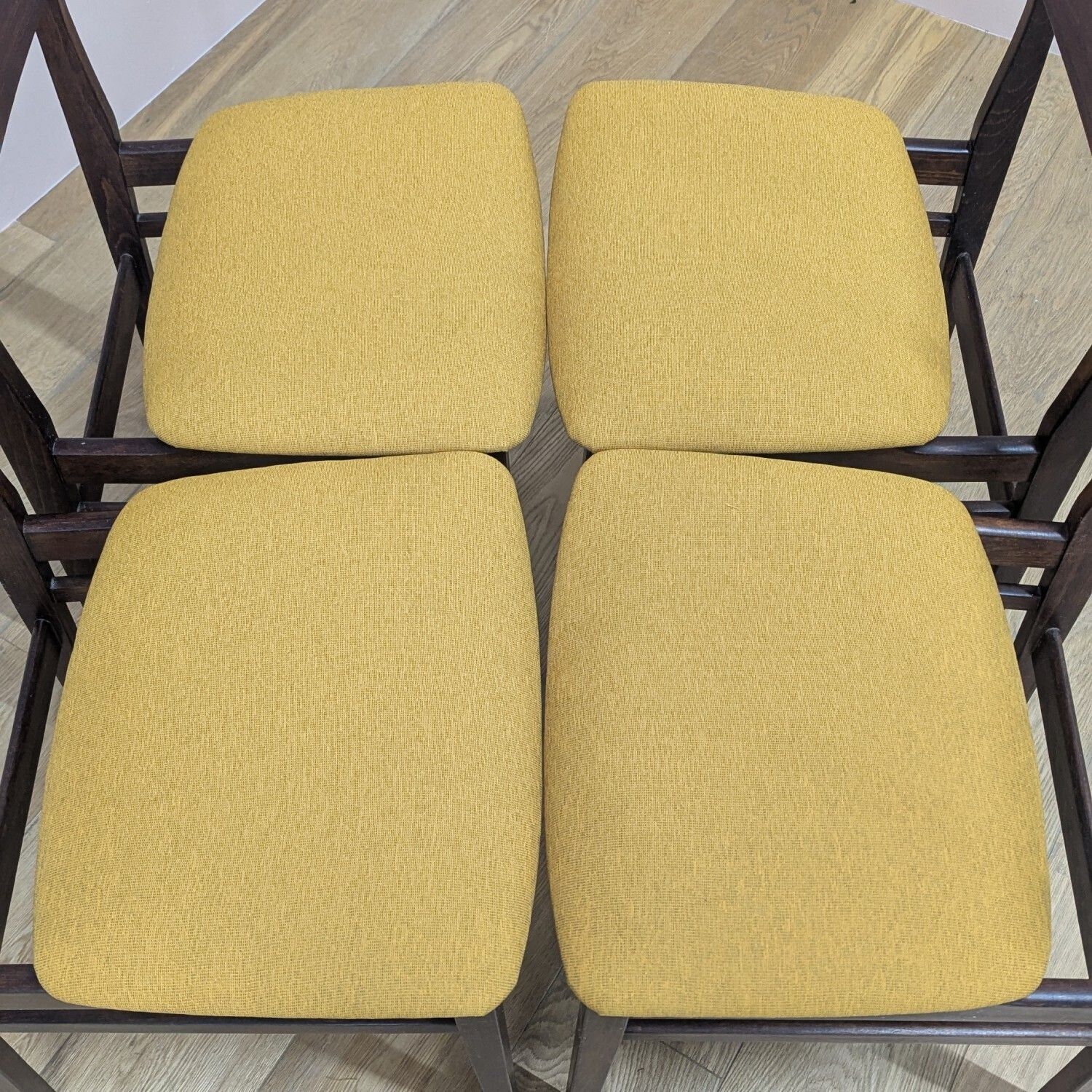 photo for sale Set Of Four 1960's Beautility Teak Dining Chairs   New Upholstery