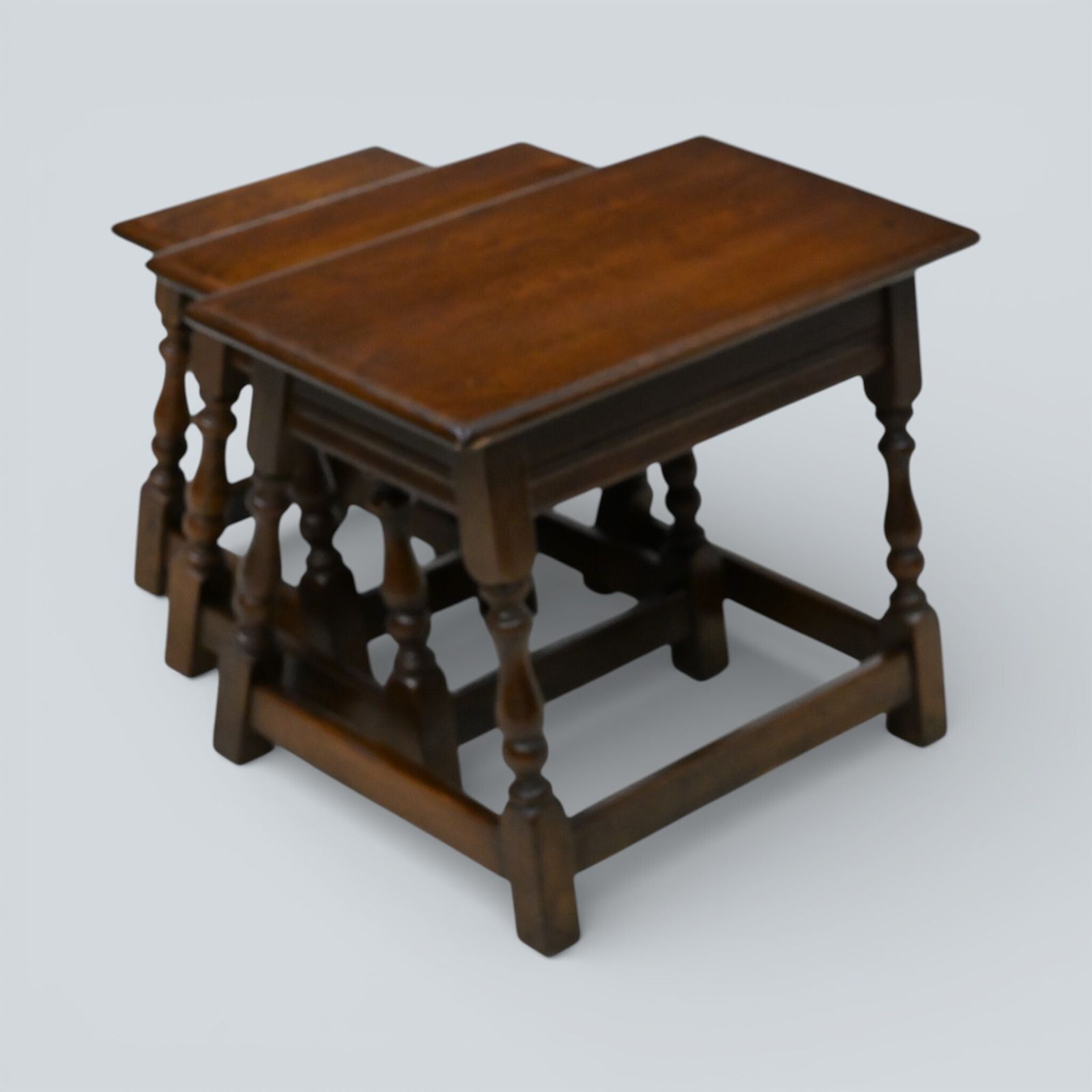 Old Charm Nest Of Tables Solid Oak Model 1494 Gold Badge Finish Free Delivery photo Furniture