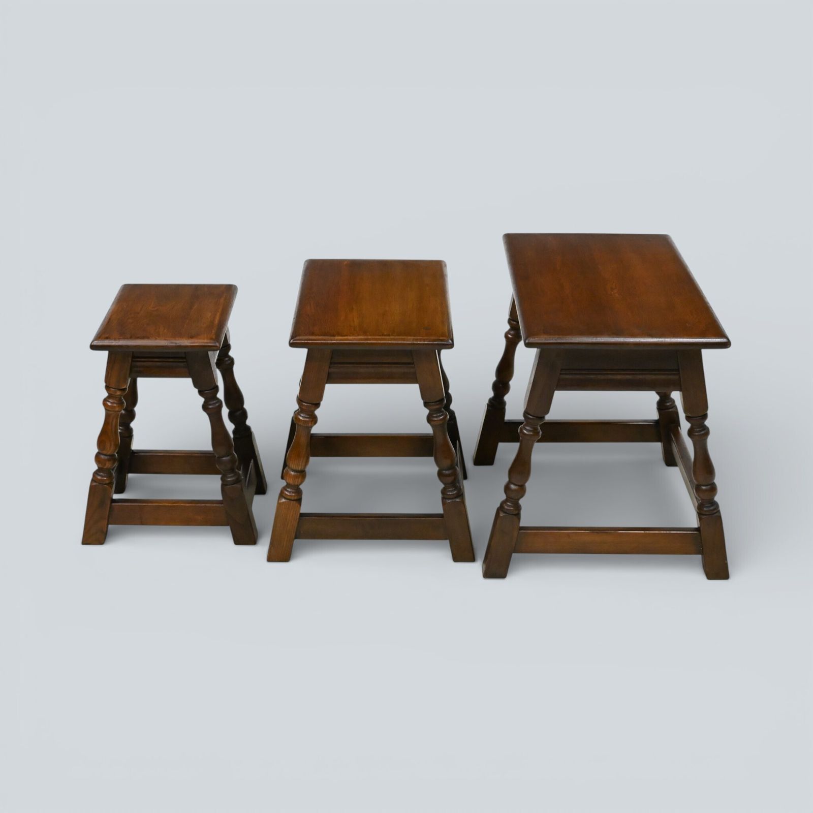 photo vinterior Old Charm Nest Of Tables Solid Oak Model 1494 Gold Badge Finish Free Delivery