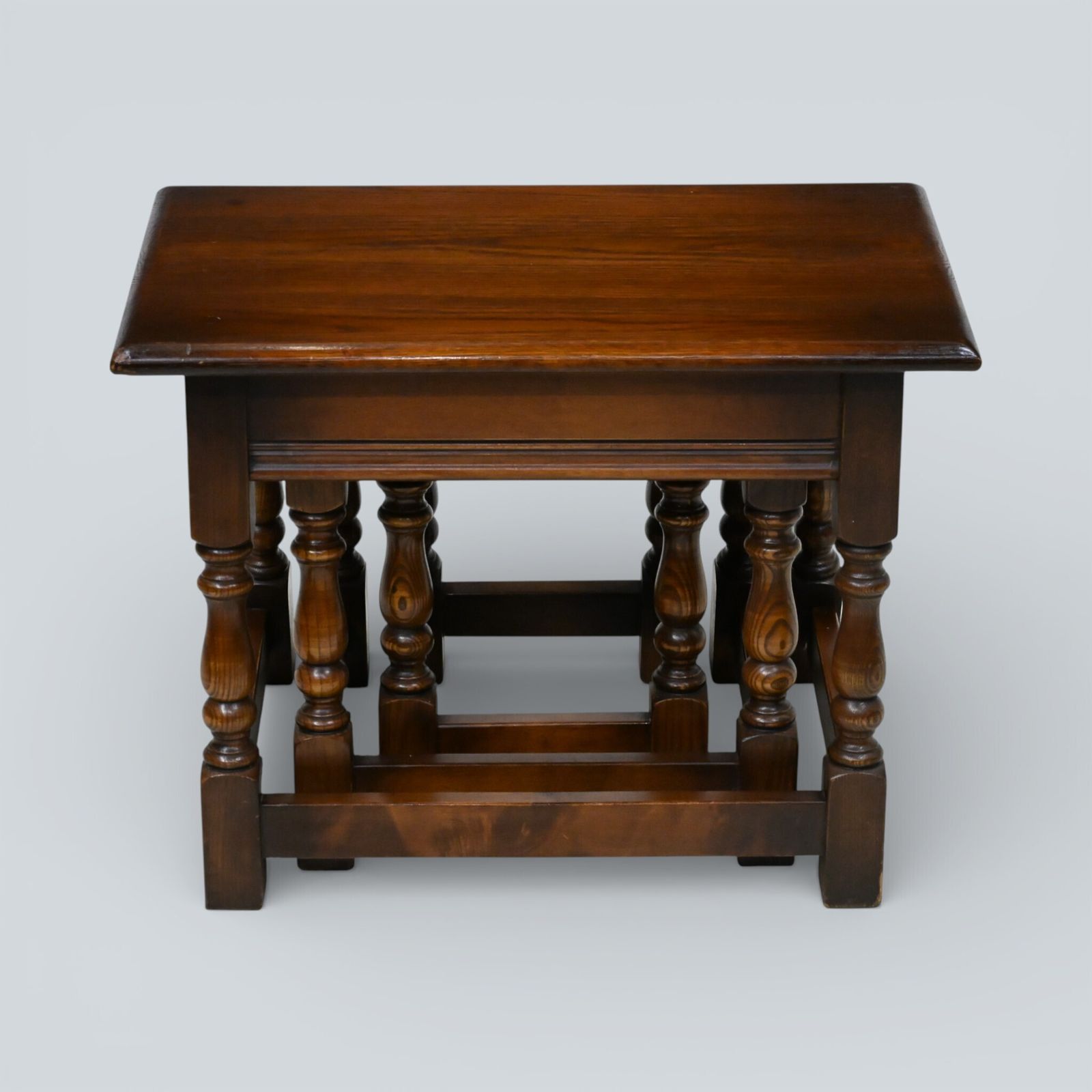 Old Charm Nest Of Tables Solid Oak Model 1494 "Tudor Brown" Finish Free Delivery photo 227.0