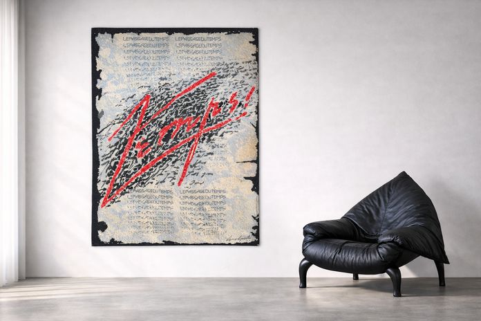 Bernard Quentin Le Passage Du Temps Hand Tufted Wool Art Tapestry France 1998 photo furniture