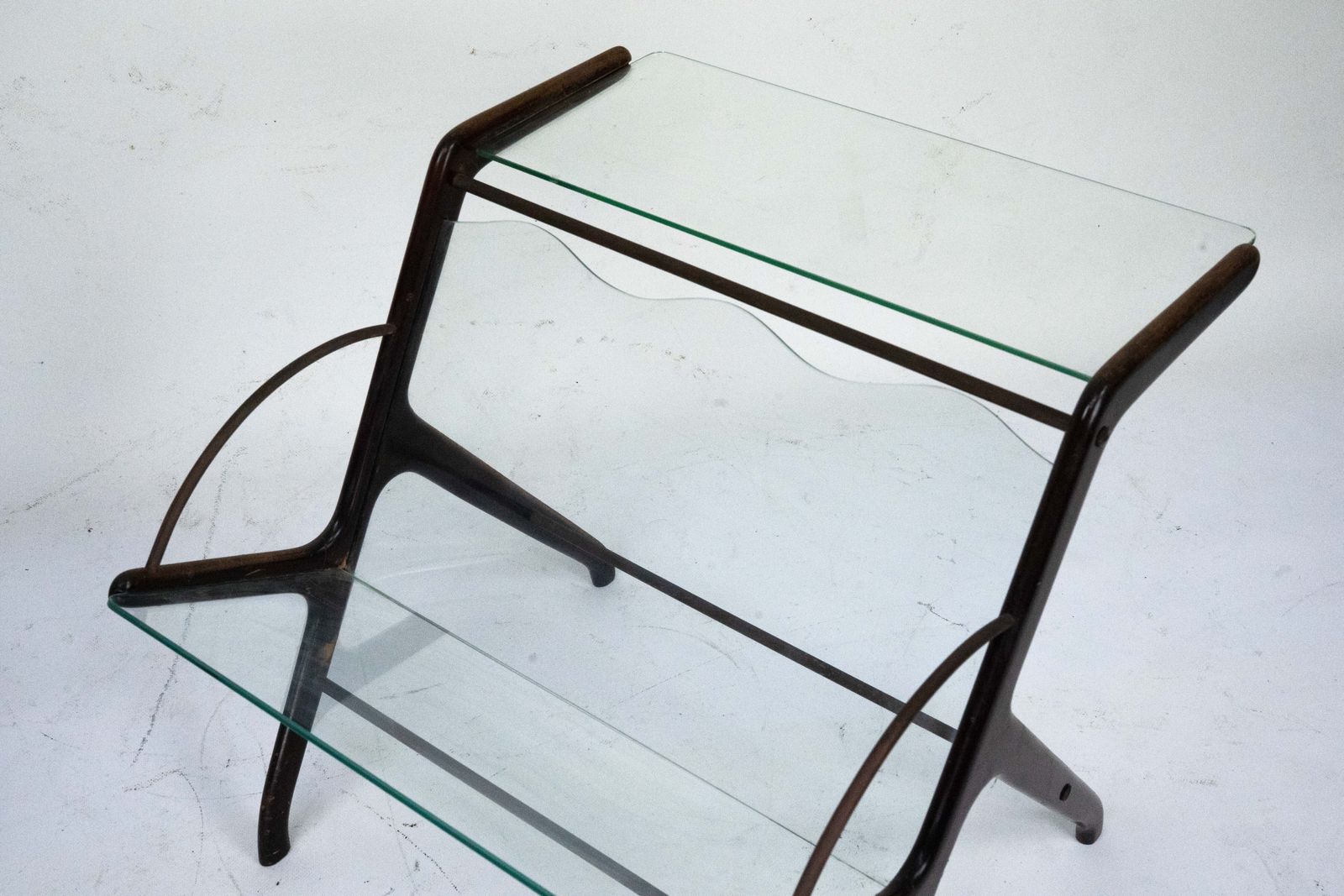 Ico Parisi Magazine Rack In Wood, Brass And Glass. Italy, 1950s photo 780.0