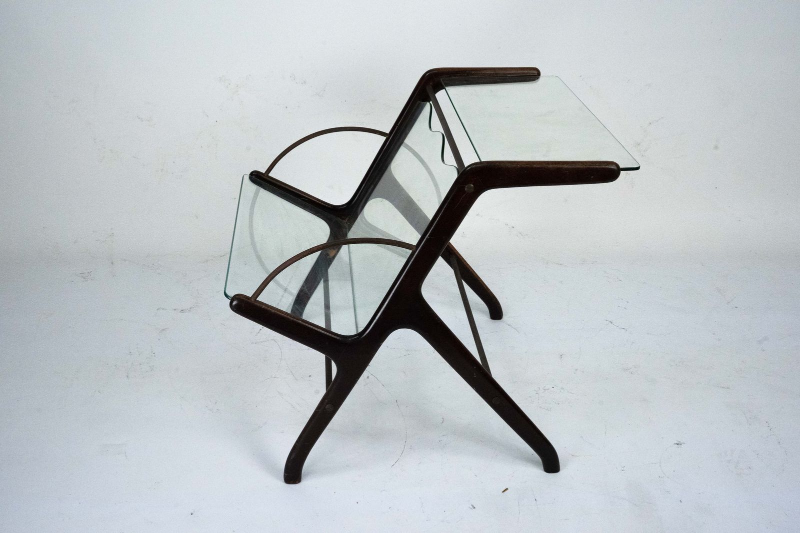 Ico Parisi Magazine Rack In Wood, Brass And Glass. Italy, 1950s photo buy