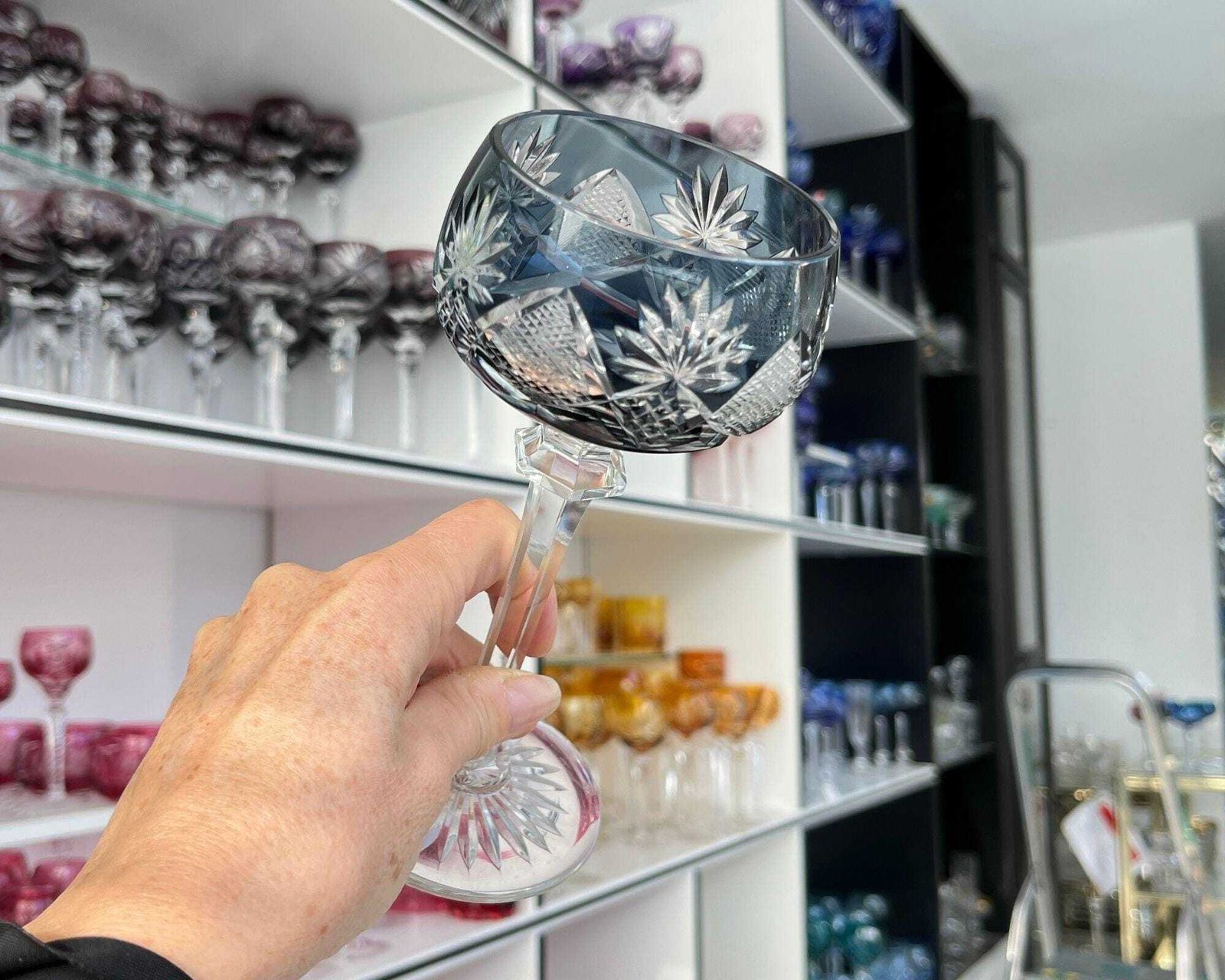 Kristallen Wijnglas Zwart | 1 Stuk | Val Saint Lambert | Berncastel photo for sale
