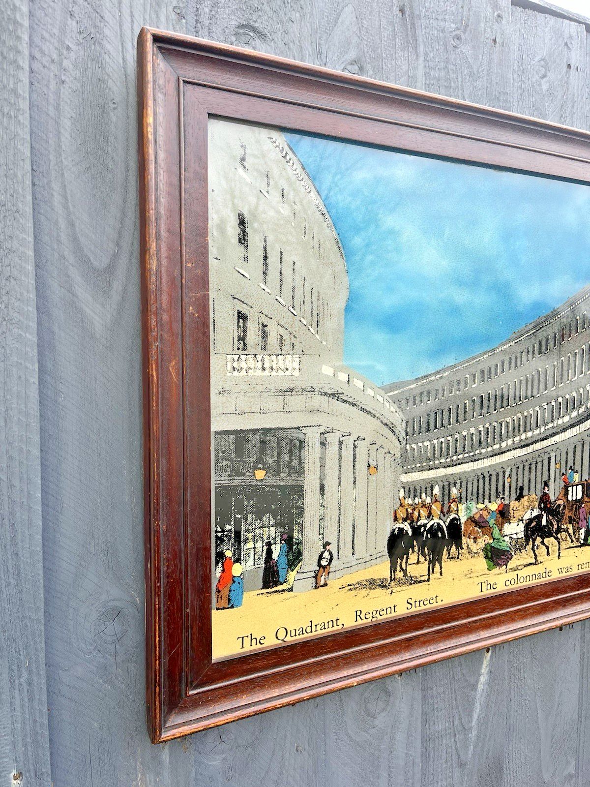 Large Framed Antique The Quadrant Regent Street London Print Guards Horse & Cart photo 225.0