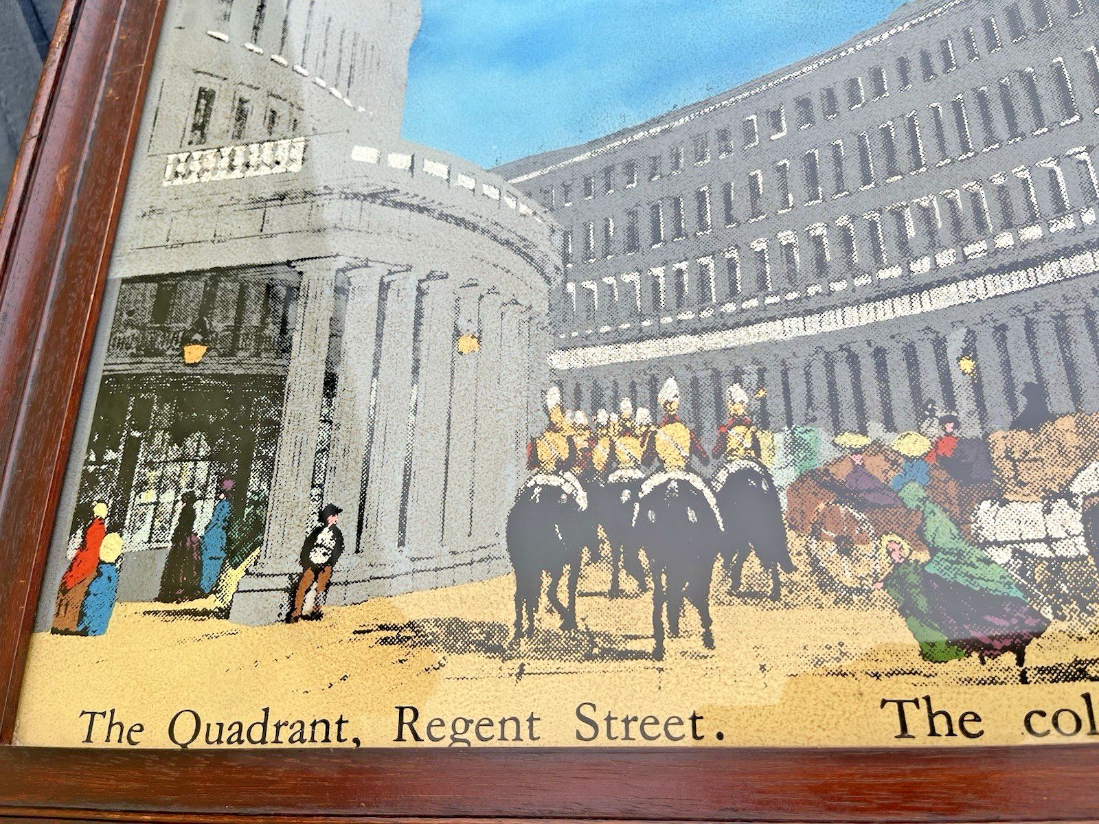 Large Framed Antique The Quadrant Regent Street London Print Guards Horse & Cart photo buy