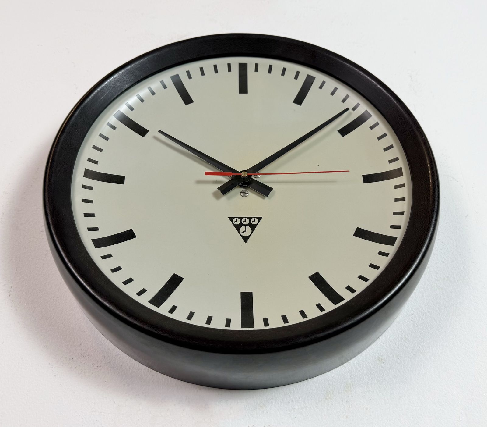 Industrial Brown Bakelite Factory Wall Clock From Pragotron, 1960s photo buy