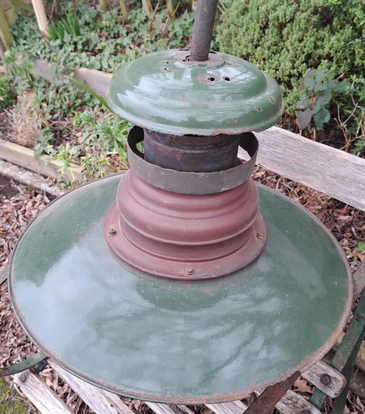 photo furniture Rare Large Antique Enamelled Green Shade Hanging Gas Light   Repairs   Display Or Resoration
