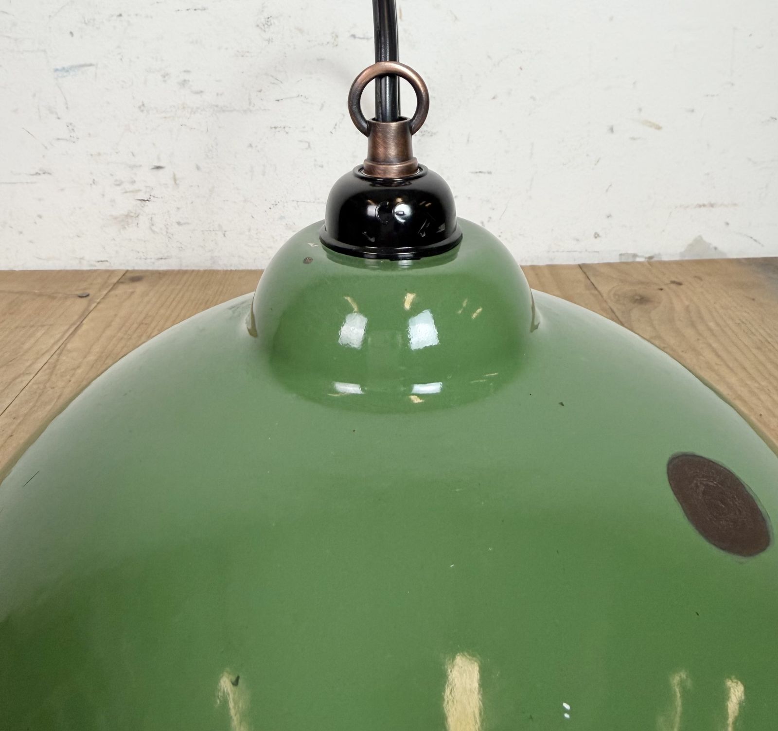 179.0 Industrial Green Enamel Factory Pendant Lamp, 1960s, 2x photo