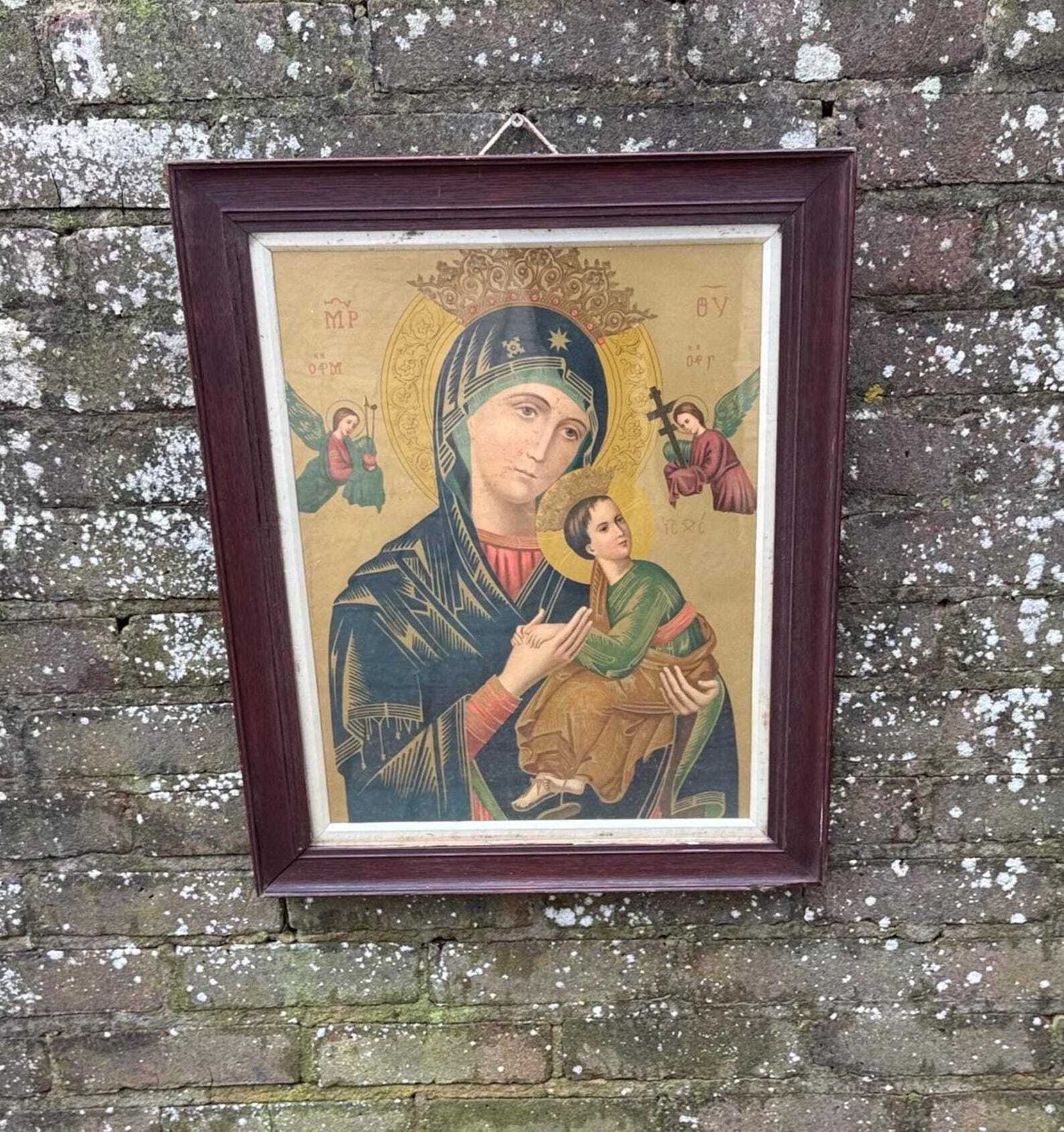 Early 20th Century Madonna And Child Icon Style Framed Print