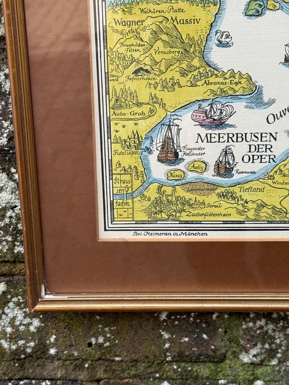 Unusual Vintage Music Map   German Karte Des Notenmeeres Musical Map Framed Print photo vinterior
