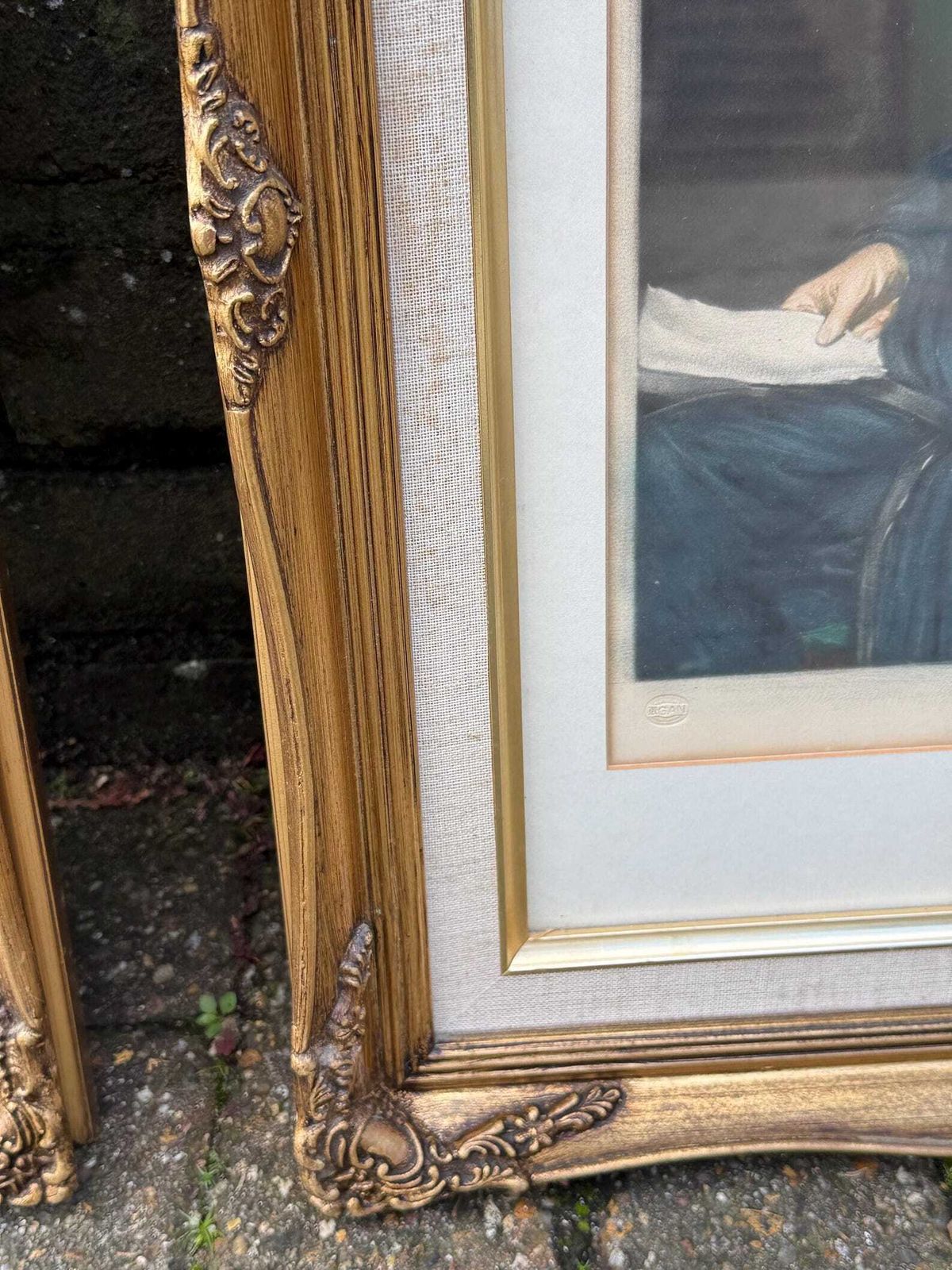 photo for sale Authentic Retro Pair Of Ornate Gilt Framed Classical Portrait Art Prints