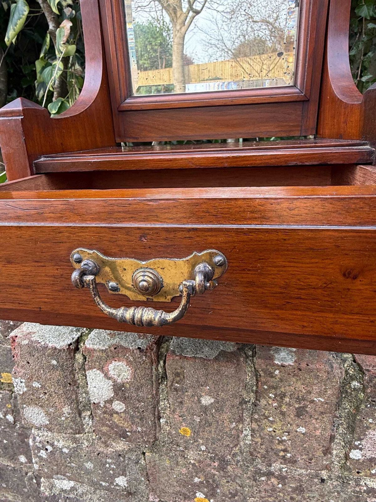 Vintage Art Deco Dressing Table Mirror With Drawer And Aged Glass photo buy