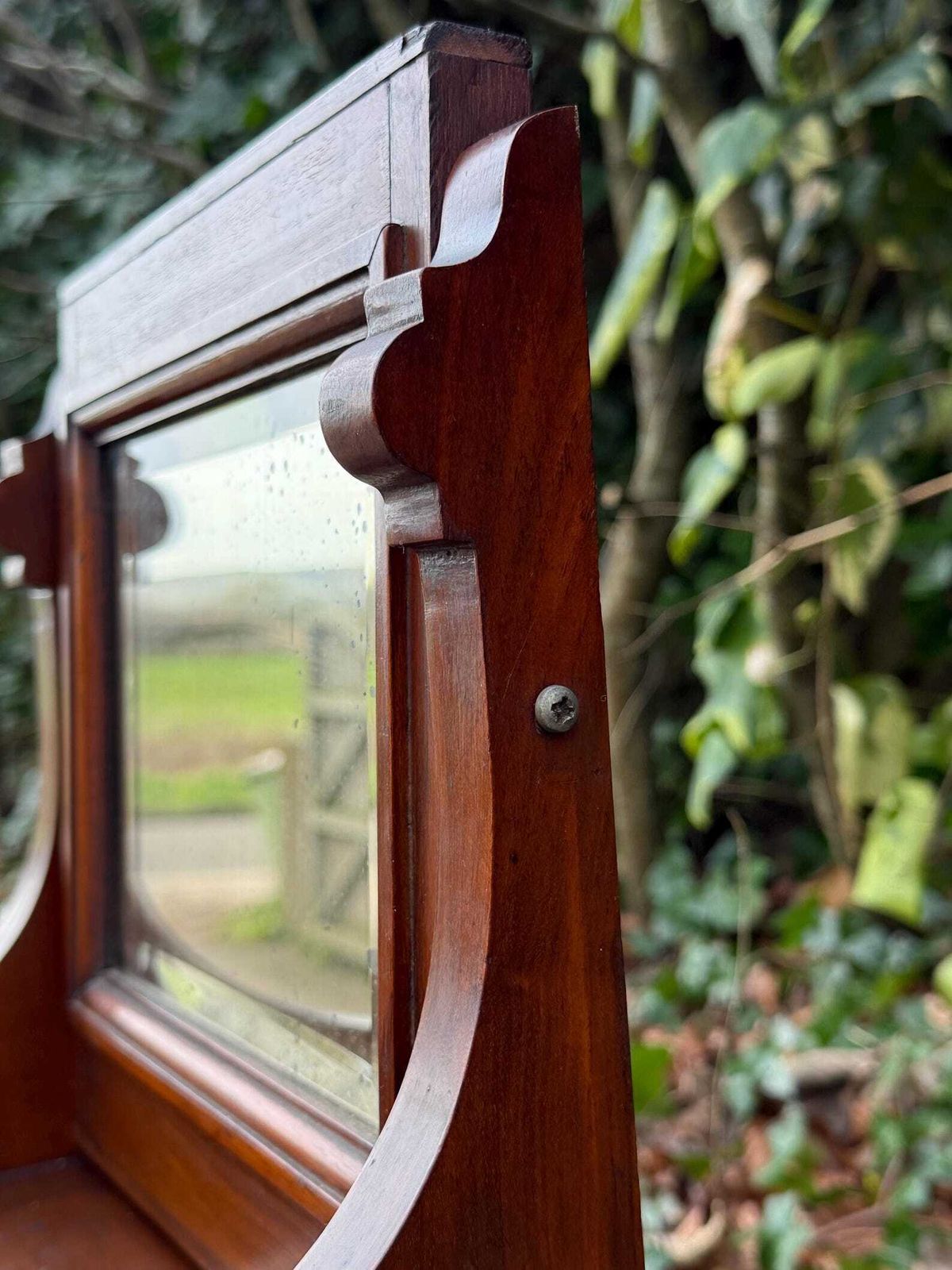 100.0 Vintage Art Deco Dressing Table Mirror With Drawer And Aged Glass photo