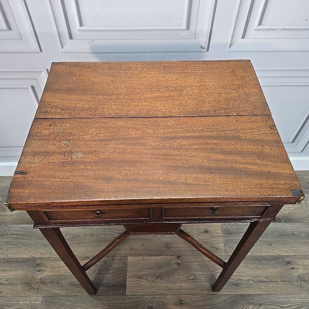 Antique Georgian Tea Table Mahogany Lamp Console Folding Games Card Wooden photo vinterior