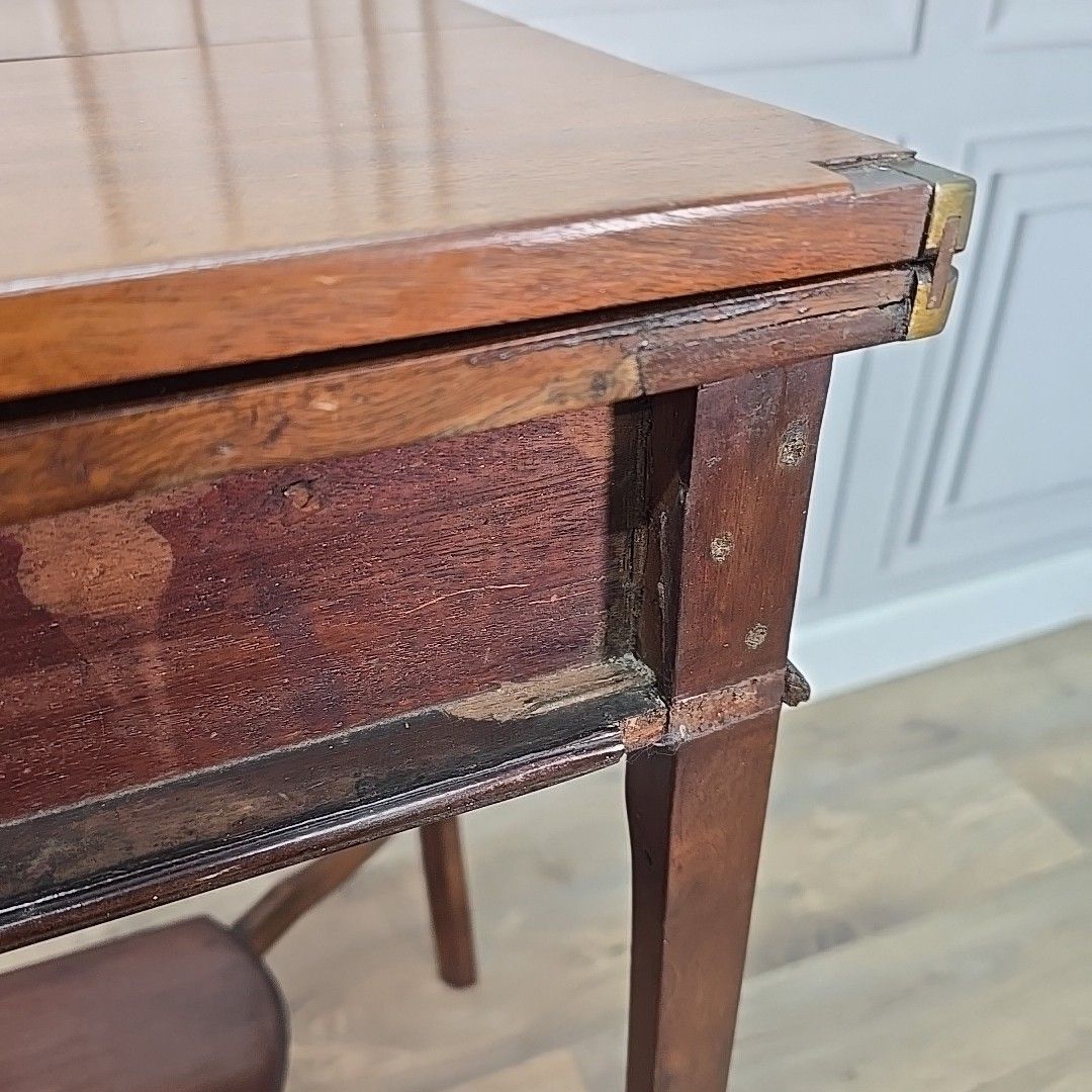 Antique Georgian Tea Table Mahogany Lamp Console Folding Games Card Wooden photo vintage