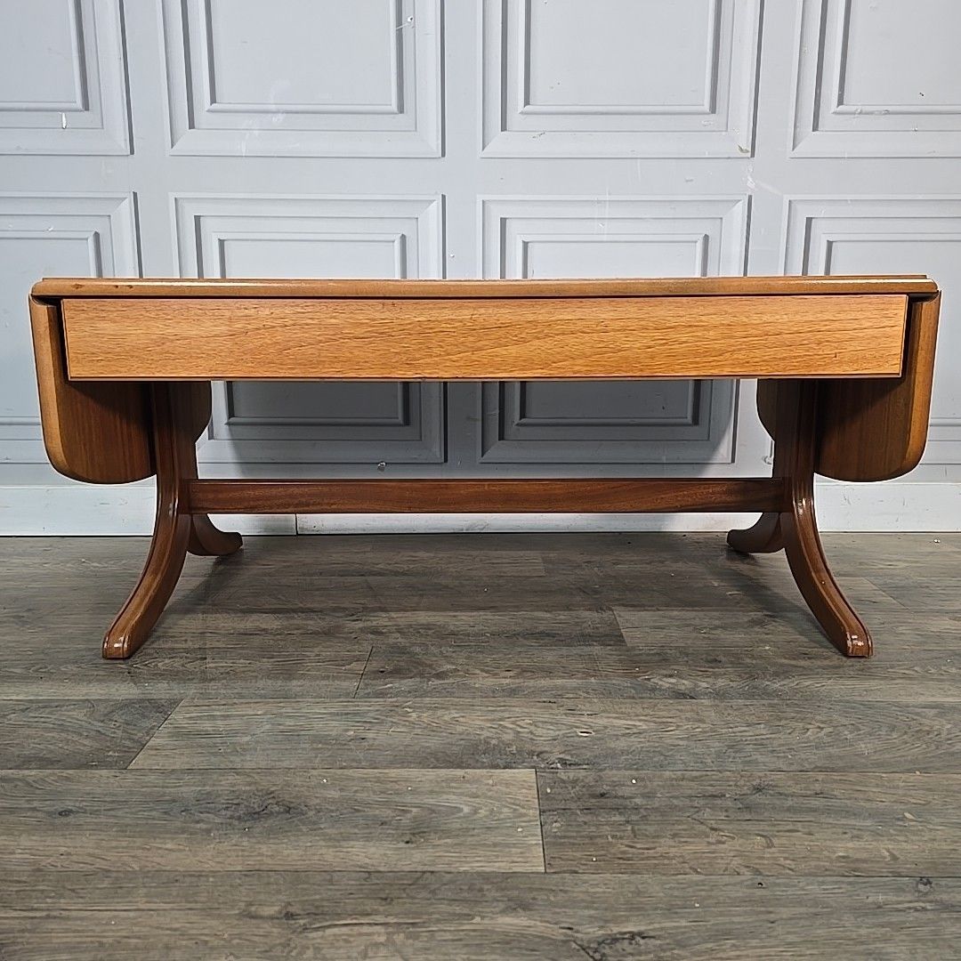 Vintage Nathan Coffee Table – Drop Leaf Extending Teak Veneer Retro Mid Century photo 230.0