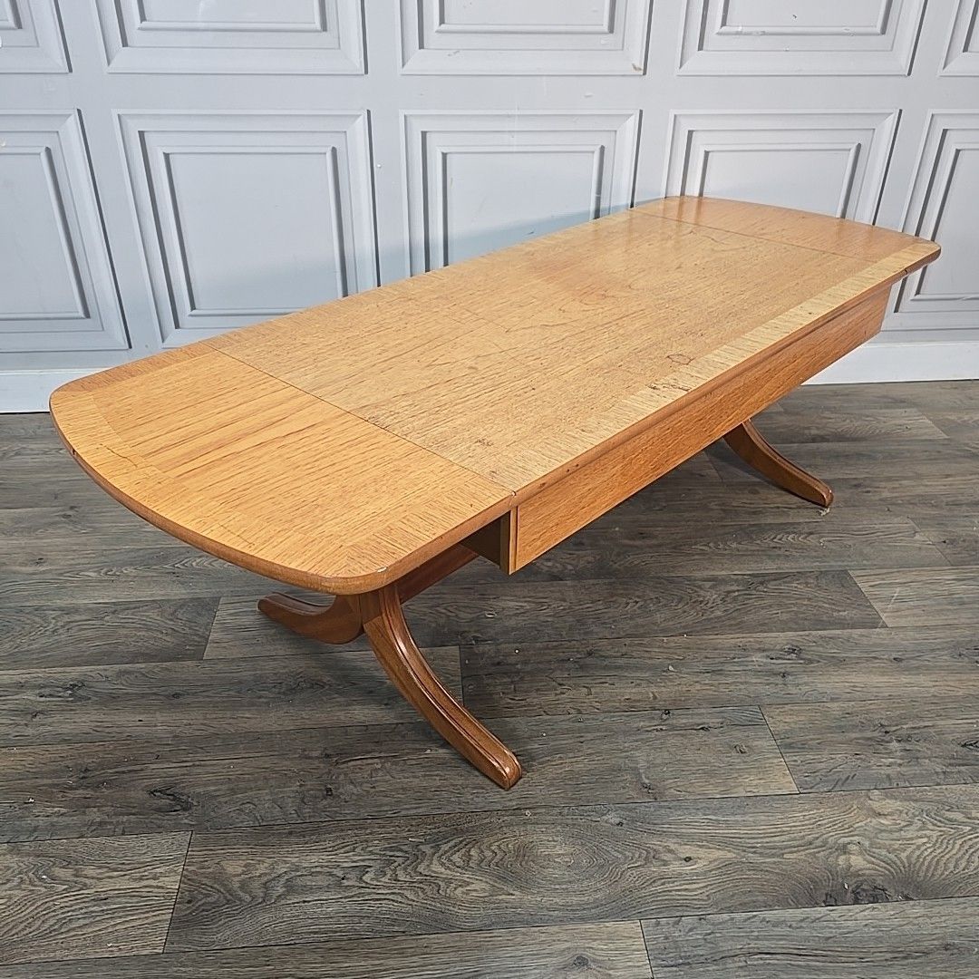 Furniture Vintage Nathan Coffee Table – Drop Leaf Extending Teak Veneer Retro Mid Century photo