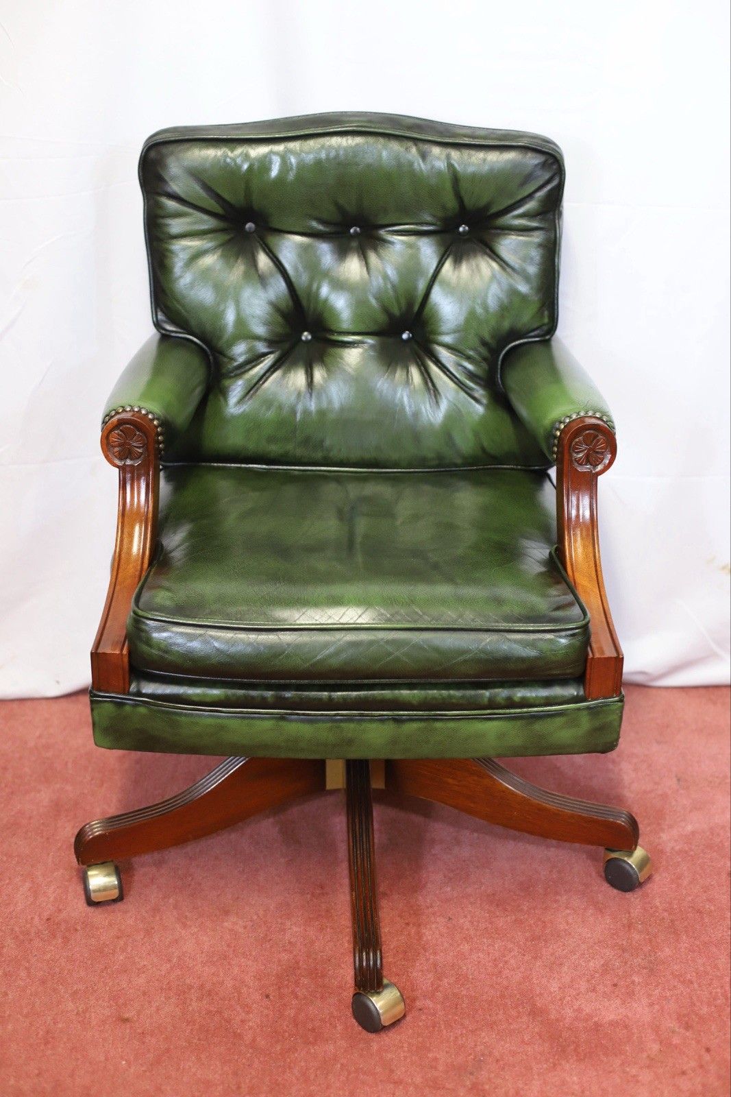 Bevan Funnel Reprodux , Stunning Mahogany And Leather Swivel Chair