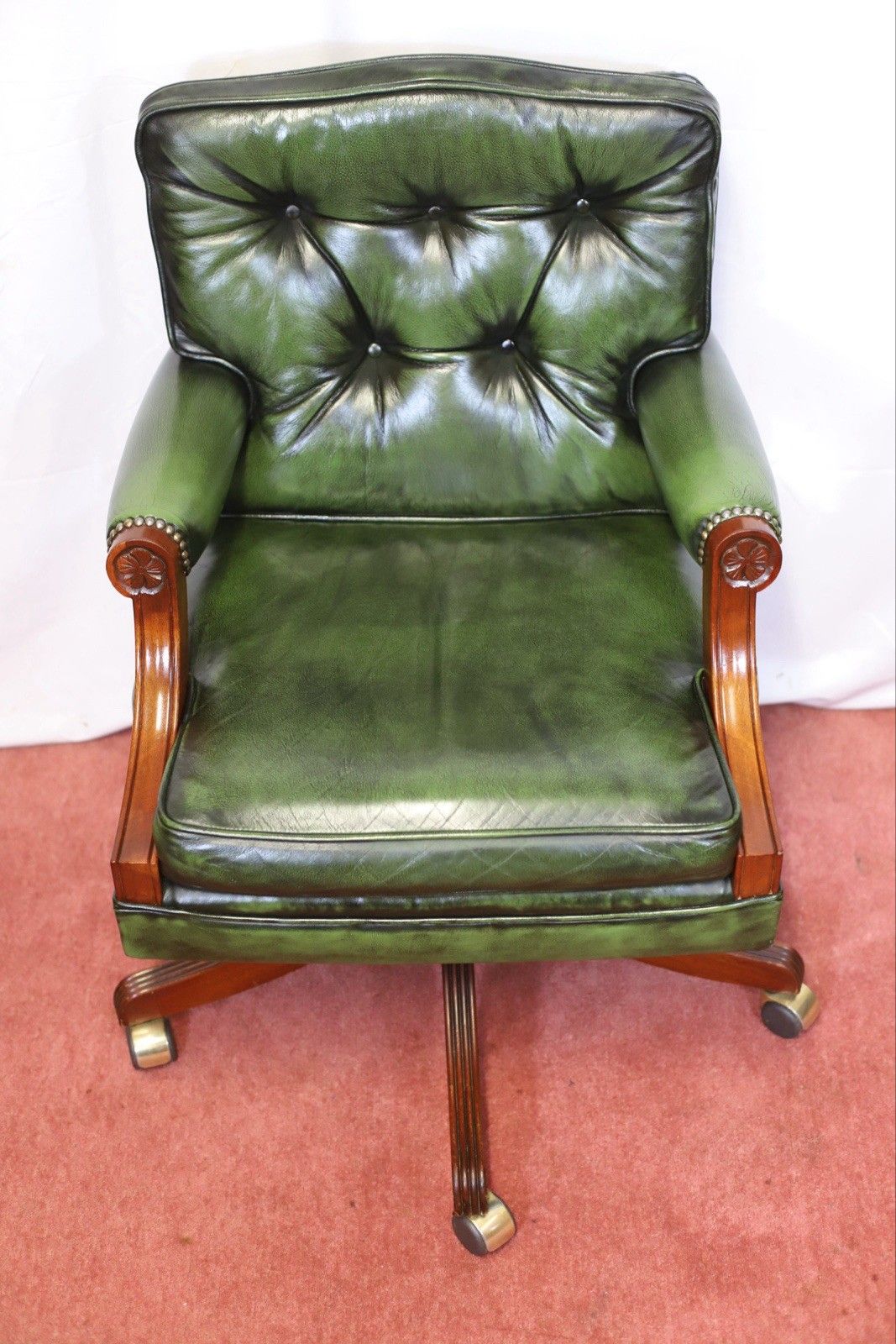 Bevan Funnel Reprodux , Stunning Mahogany And Leather Swivel Chair photo furniture