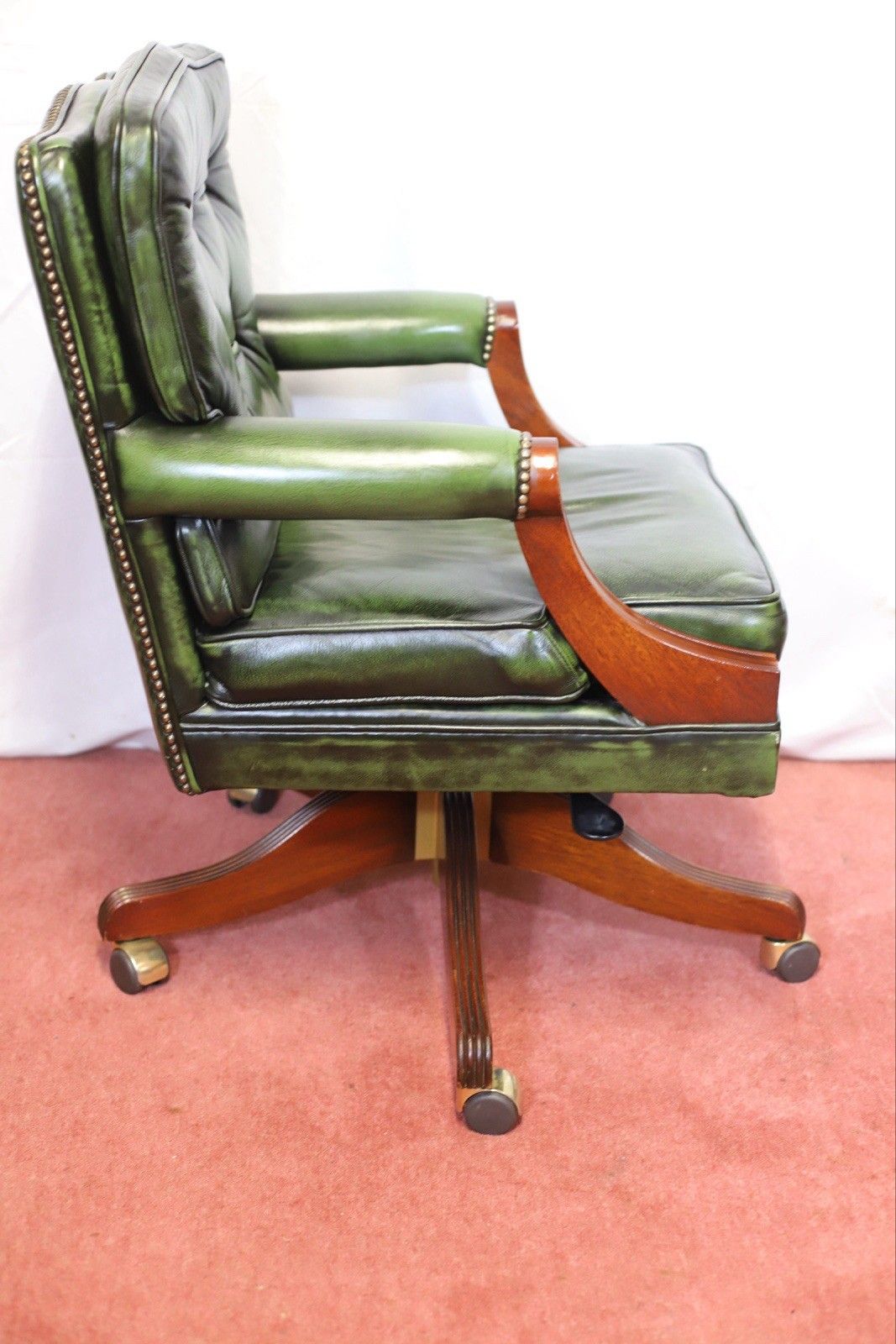 Bevan Funnel Reprodux , Stunning Mahogany And Leather Swivel Chair photo Furniture