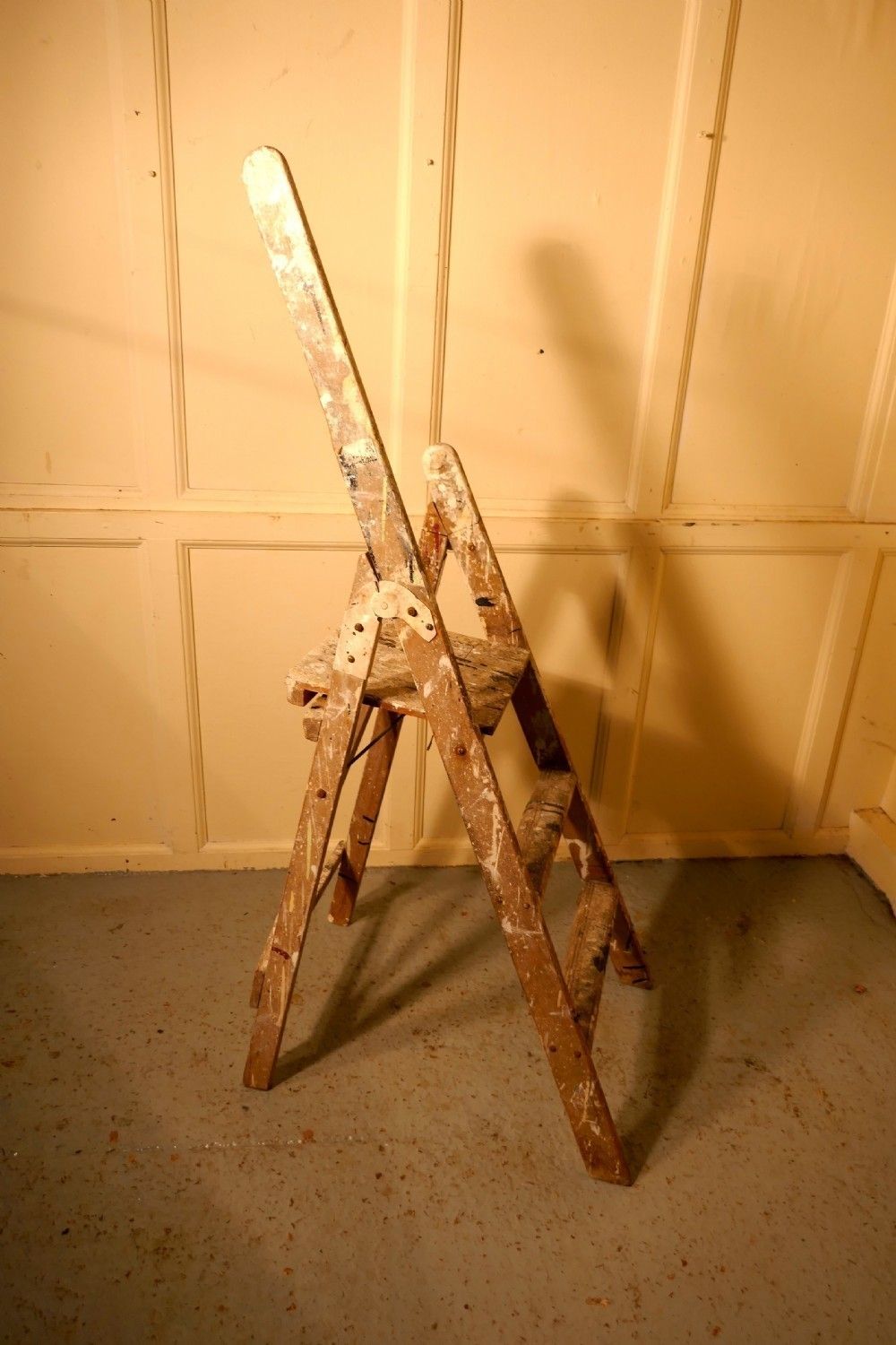 Victorian Paint Splattered Step Ladder Or Kitchen Steps photo vinterior