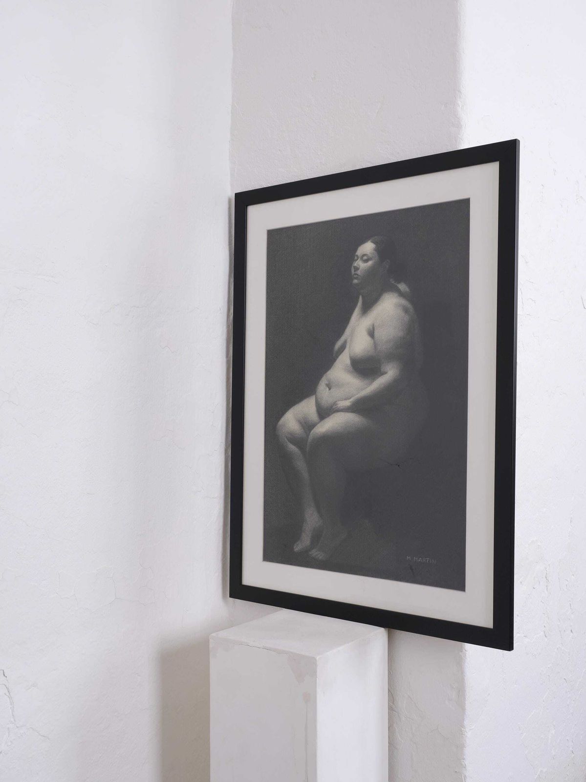 photo furniture Academic Nude Charcoal Drawing | Spanish School | Mabel Martín | Vintage