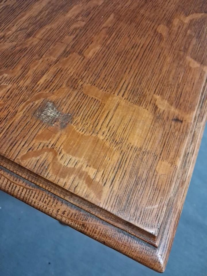 Antique Oak Side Table Stands Proud And Tall On Queen Ann Style Legs photo 325.0