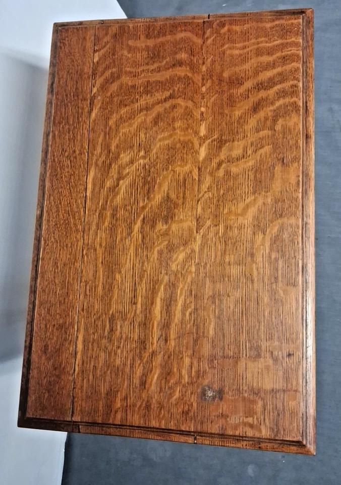 Antique Oak Side Table Stands Proud And Tall On Queen Ann Style Legs photo vintage