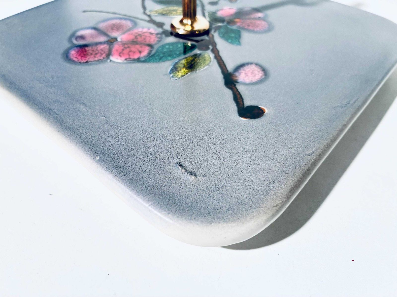 Ceramic Vallauris Flower Motif Cake Stand Candy Or Cheese Plate / Vintage 1950s France photo vintage