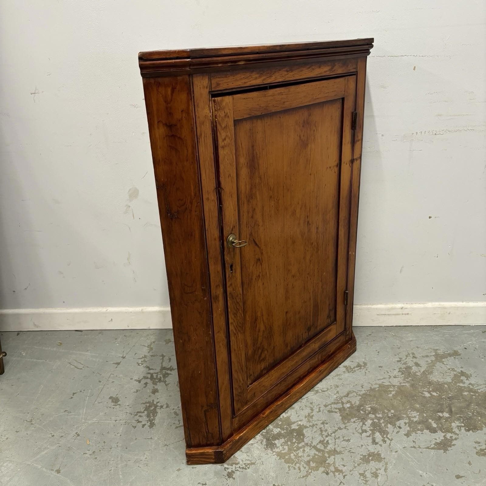photo for sale Vintage Wood Corner Cabinet – Vintage Panelled Cupboard With Shelves