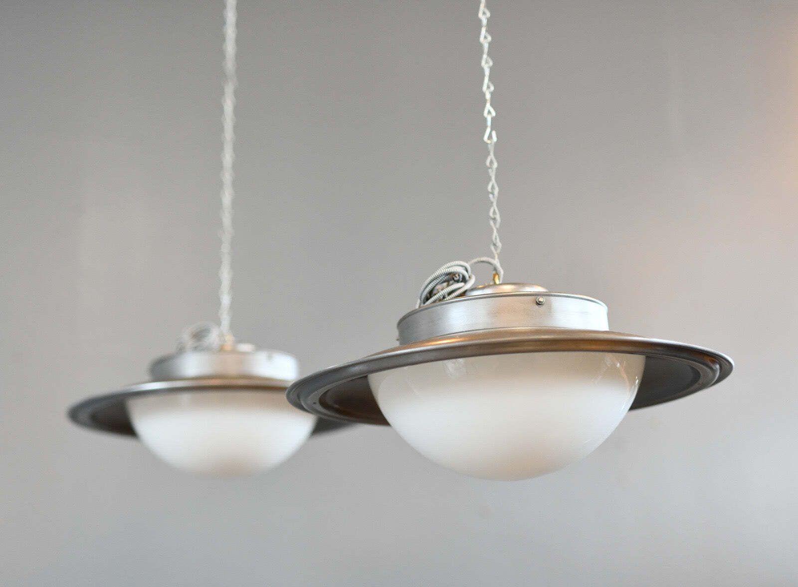 photo for sale Ufo Pendant Lights By Adolf Meyer For Zeiss Ikon Circa 1930s