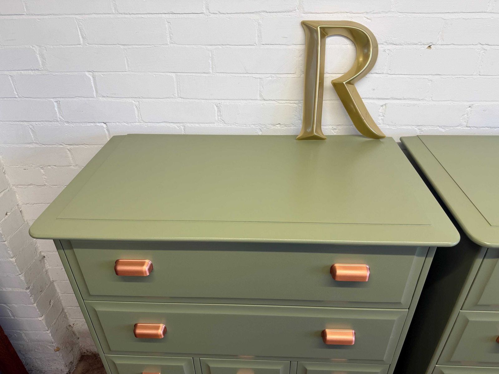 Pair Of Stag Minstrel 7 Drawer Tallboys | Painted To Order In Farrow & Ball Olive photo 1370.0
