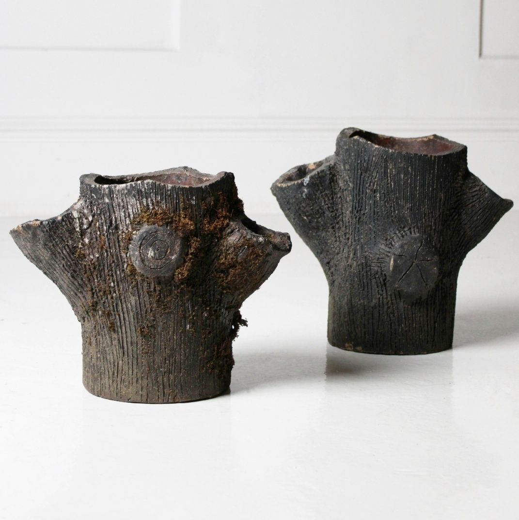 Faux Bois Salt Glazed Planters