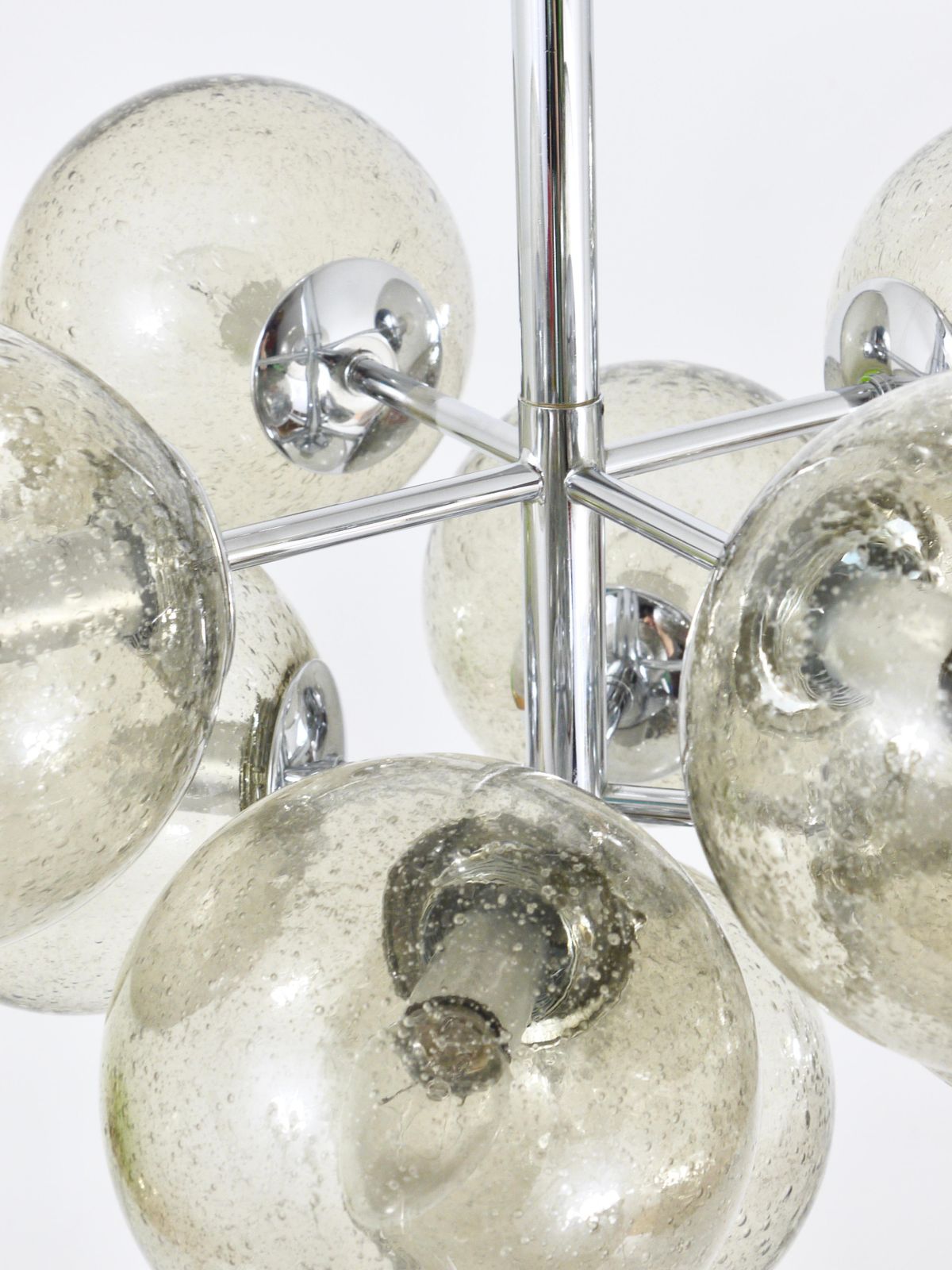 E. R. Nele Temde Atomic Sputnik Chandelier Chromed Space Age Tulip Pendant Lamp photo Lighting