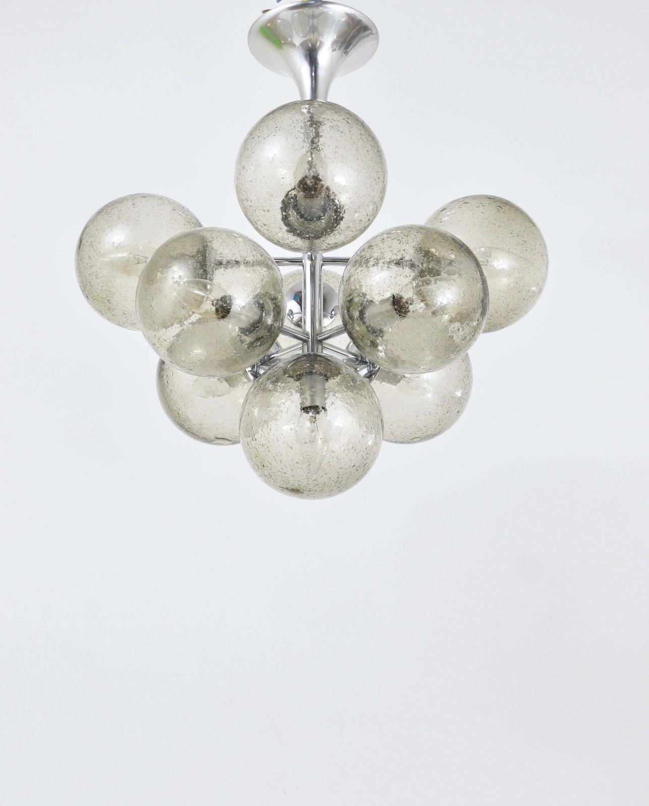 photo vintage E. R. Nele Temde Atomic Sputnik Chandelier Chromed Space Age Tulip Pendant Lamp