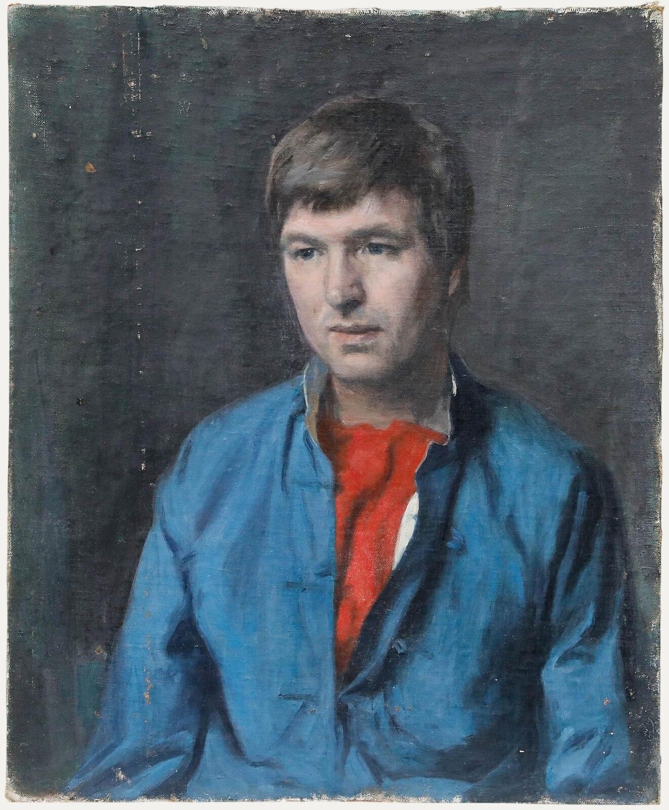 George Weissbort (1928 2013) Oil, Portrait Of A Young Man In A Blue Jacket