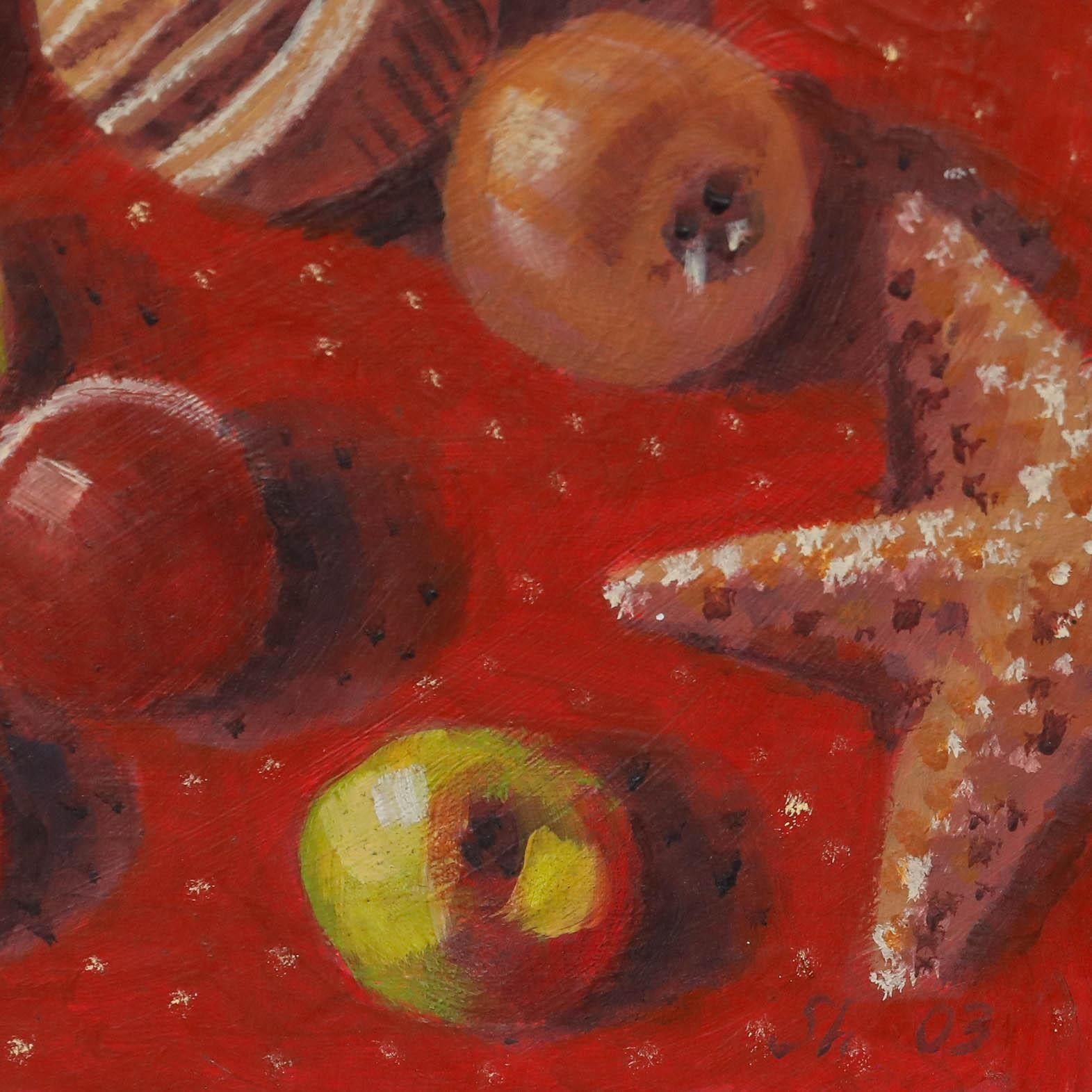 Framed Contemporary Oil Still Life With Starfish photo vinterior