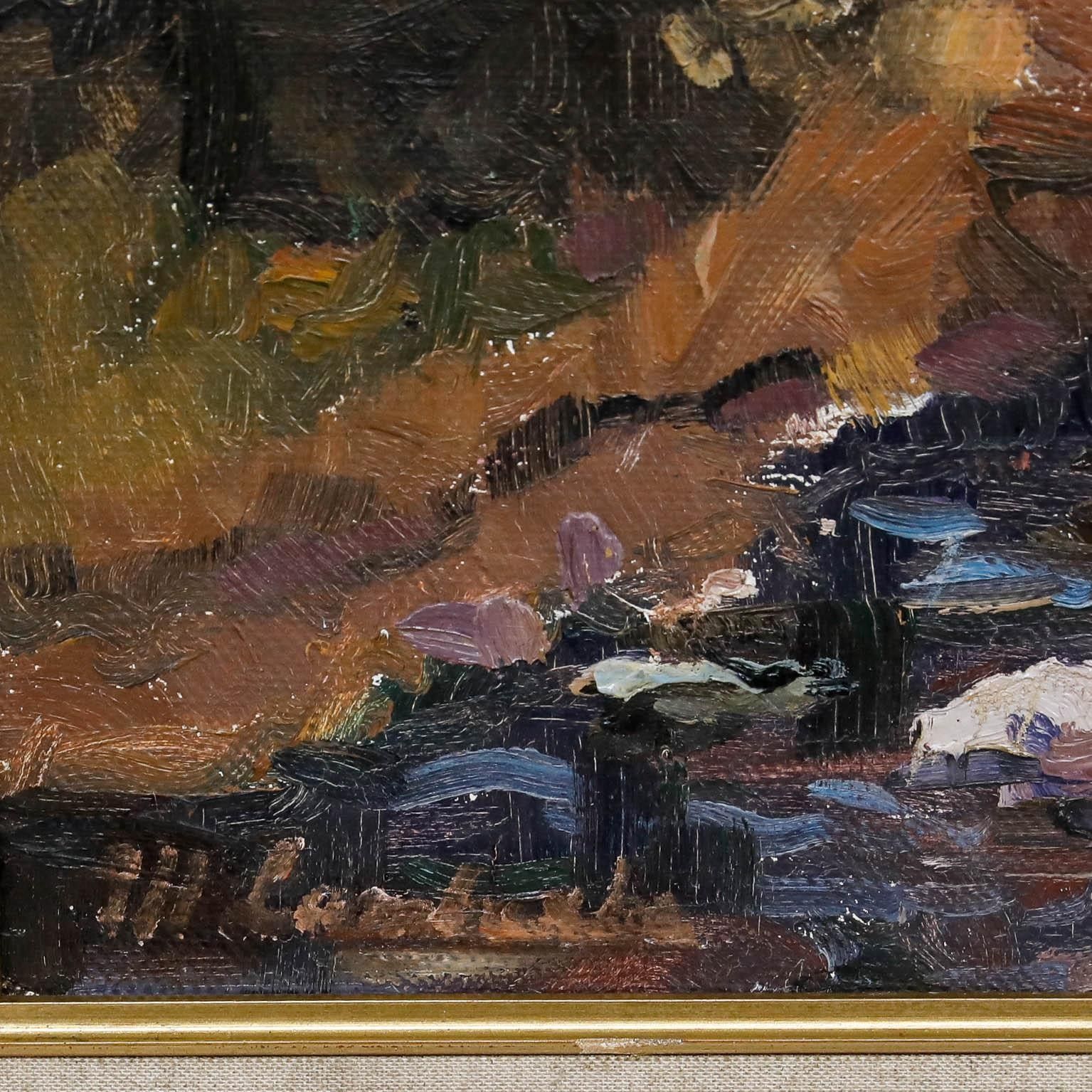 Marie Lambrexhe (1921 1998) 20th Century Oil, Birch Landscape photo vinterior