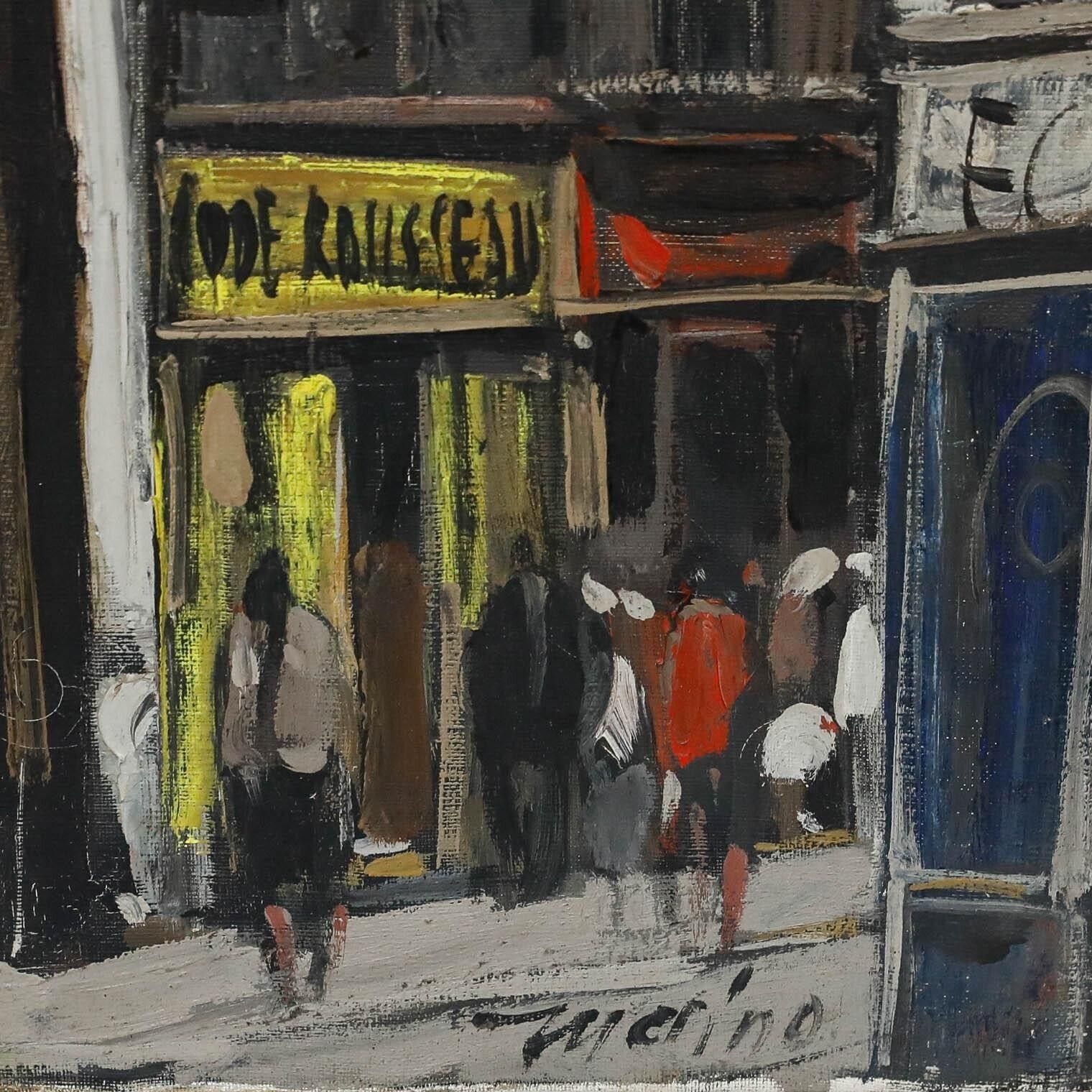 Daniel Merino (1941 2011) Mid 20th Century Oil, Parisian Boulevard photo vinterior