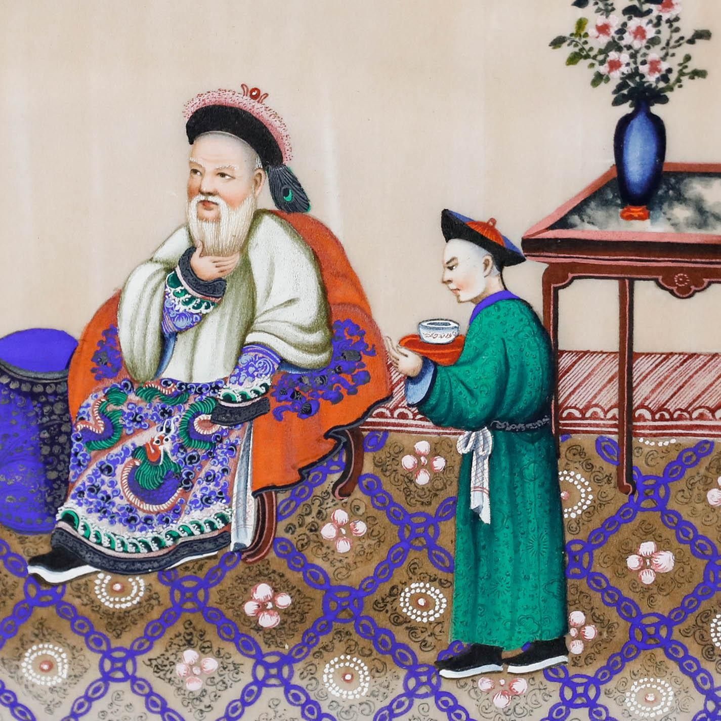 Chinese School 19th Century Gouache Tea For The Gentleman photo Art