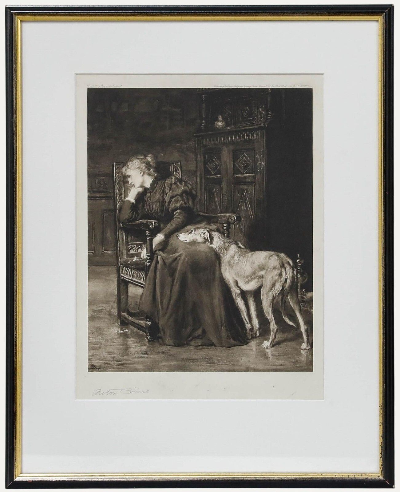 Briton Riviere (1840 1920) Photogravure, Lady Tennyson & Her Wolfhound