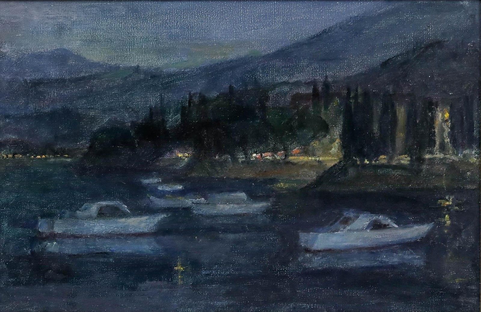 Attrib. Margaret Adelaide Norman (1908 1976)  1974 Oil, Dubrovnik Boats By Night photo furniture