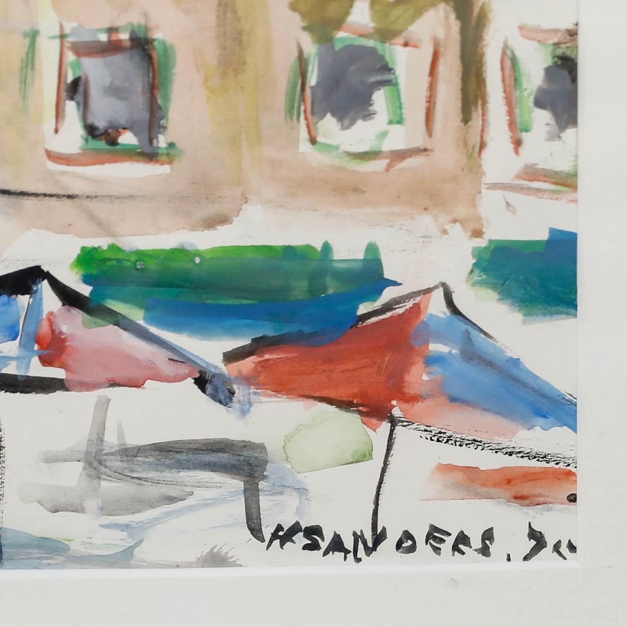 Henry Sanders (1918 1982) Framed 1975 Watercolour, San Lorenzo Market photo buy