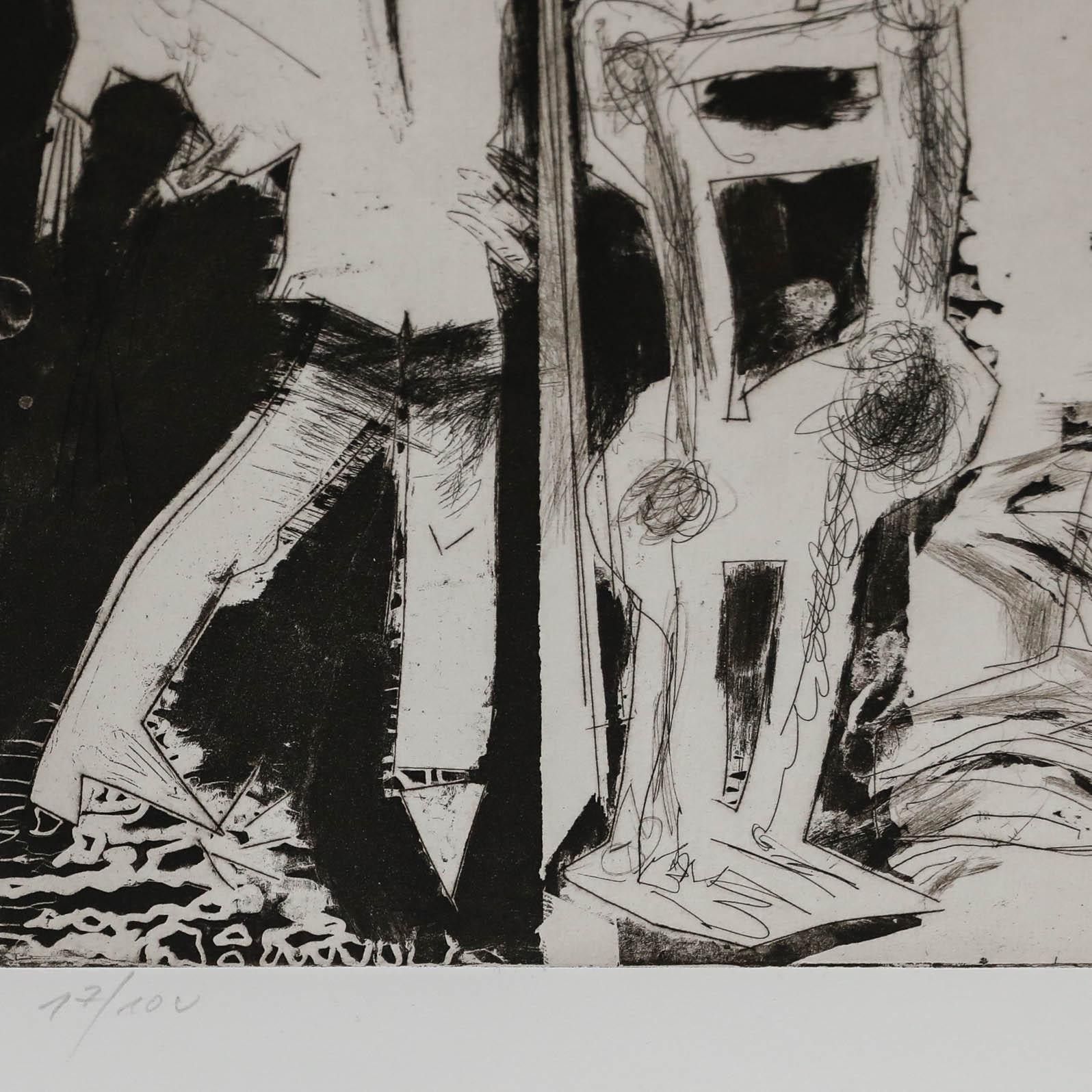 Peter Herbrich (B.1939) 1987 Etching, A Strange Encounter photo for sale